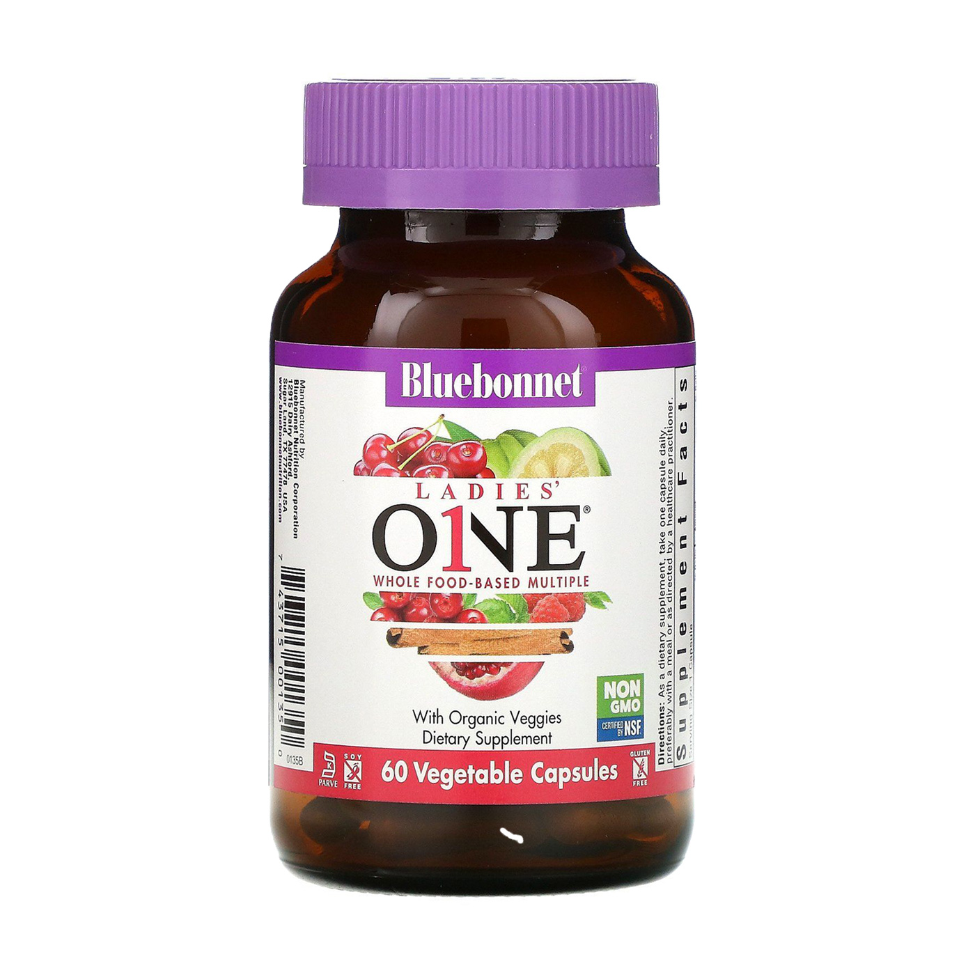 

Жіночі мультивітаміни Bluebonnet Nutrition Ladies'One Whole Food-Based Multiple, 60 капсул