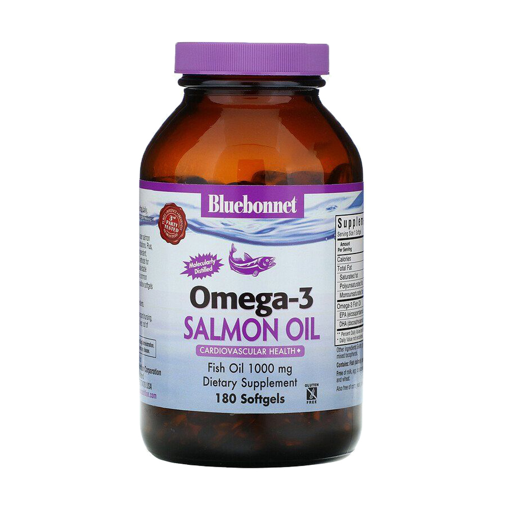 

Омега-3 Bluebonnet Nutrition Omega-3 Salmon Oil 1000 мг, 180 капсул