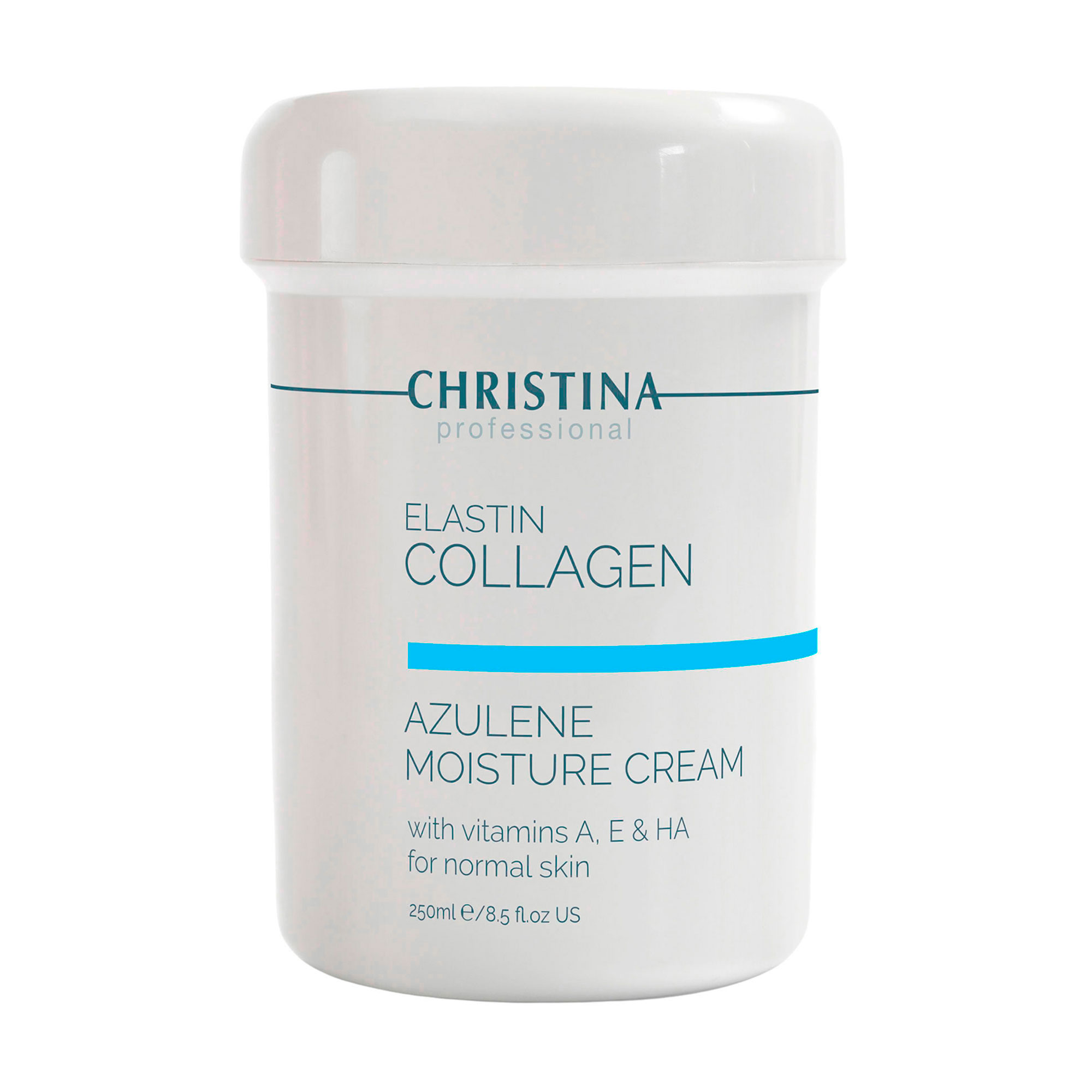 Зволожувальний крем для обличчя Christina Elastin Collagen Azulene Moisture Cream with Vitamins A, E & HA, для нормальної шкіри, 250 мл