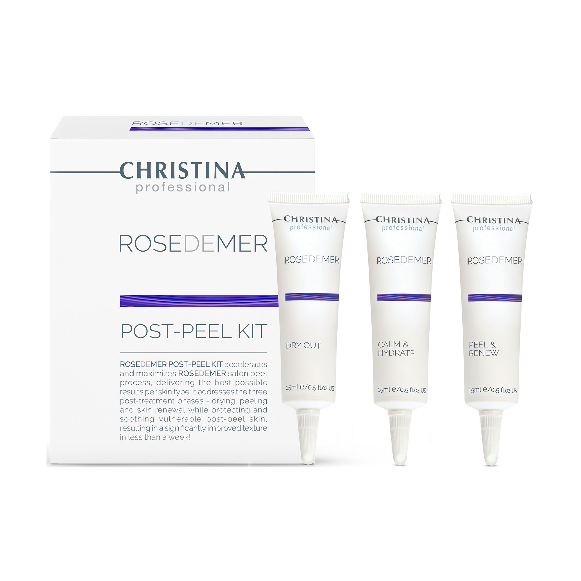 

Уцінка! Набір для постпілінгового догляду за обличчям Christina Rose De Mer Post-Peel Kit (Dry Out, 15 мл + Calm & Hydrate, 15 мл + Peel & Renew, 15 мл)