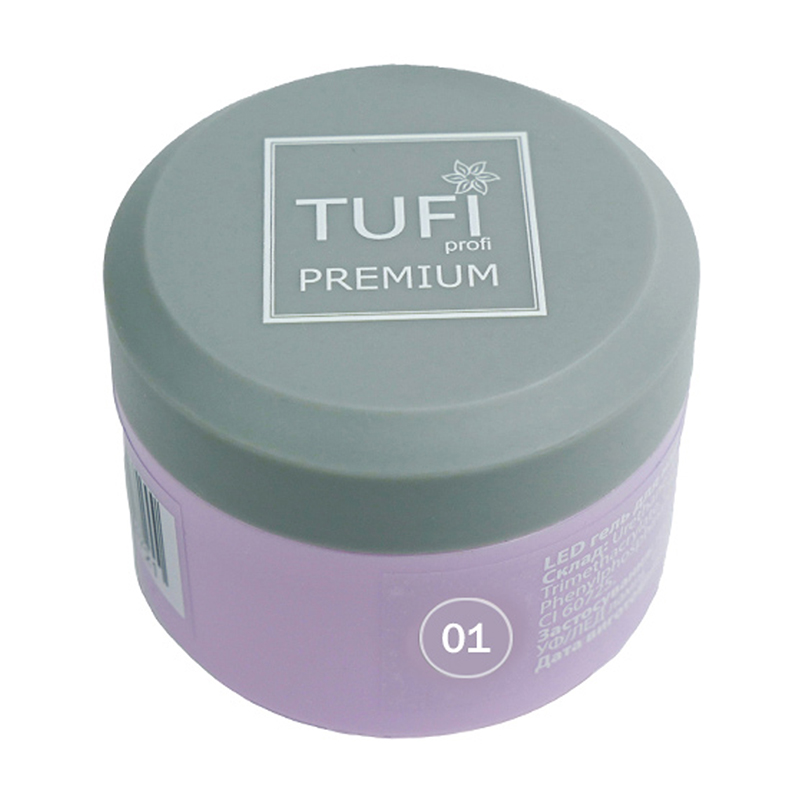 

LED-гель для нарощування нігтів Tufi profi Premium Gel 01 Clear, 15 г