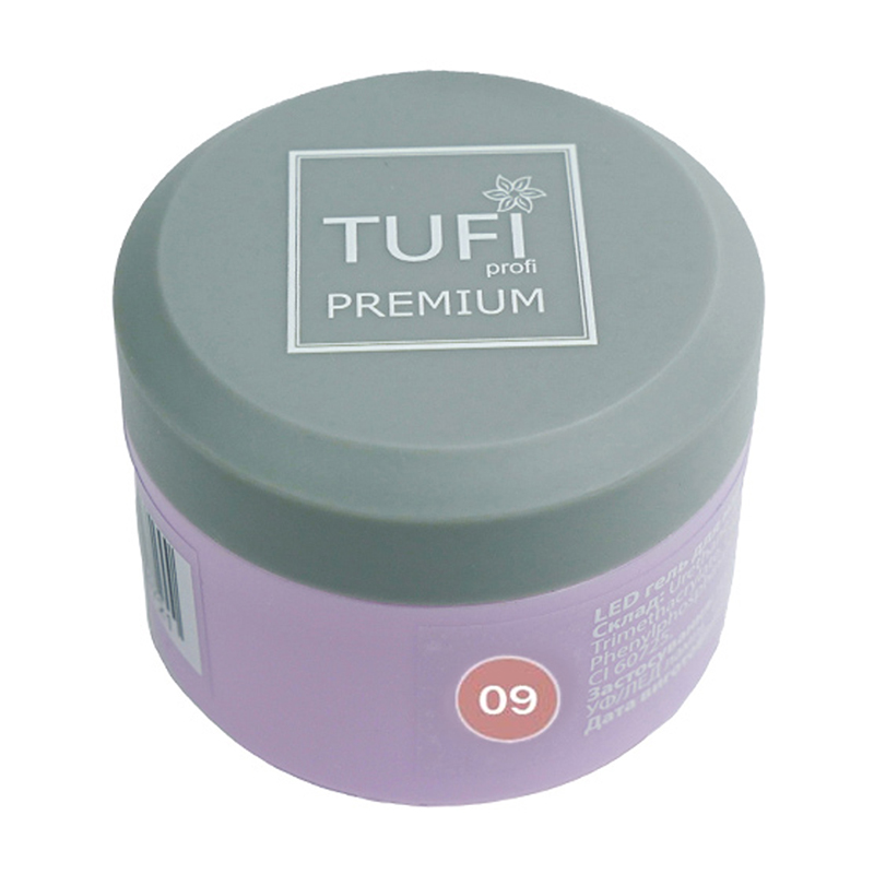 

LED-гель для нарощування нігтів Tufi profi Premium Gel 09 Peach, 15 г