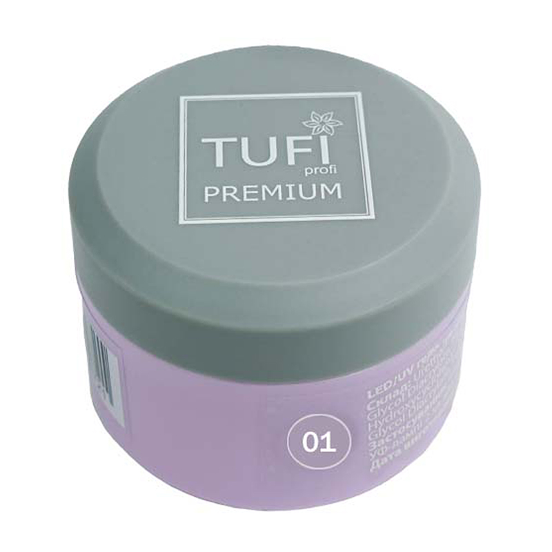 

Гель для нарощування нігтів Tufi profi Premium UV/LED Gel, 01 White Crystal, 5 г