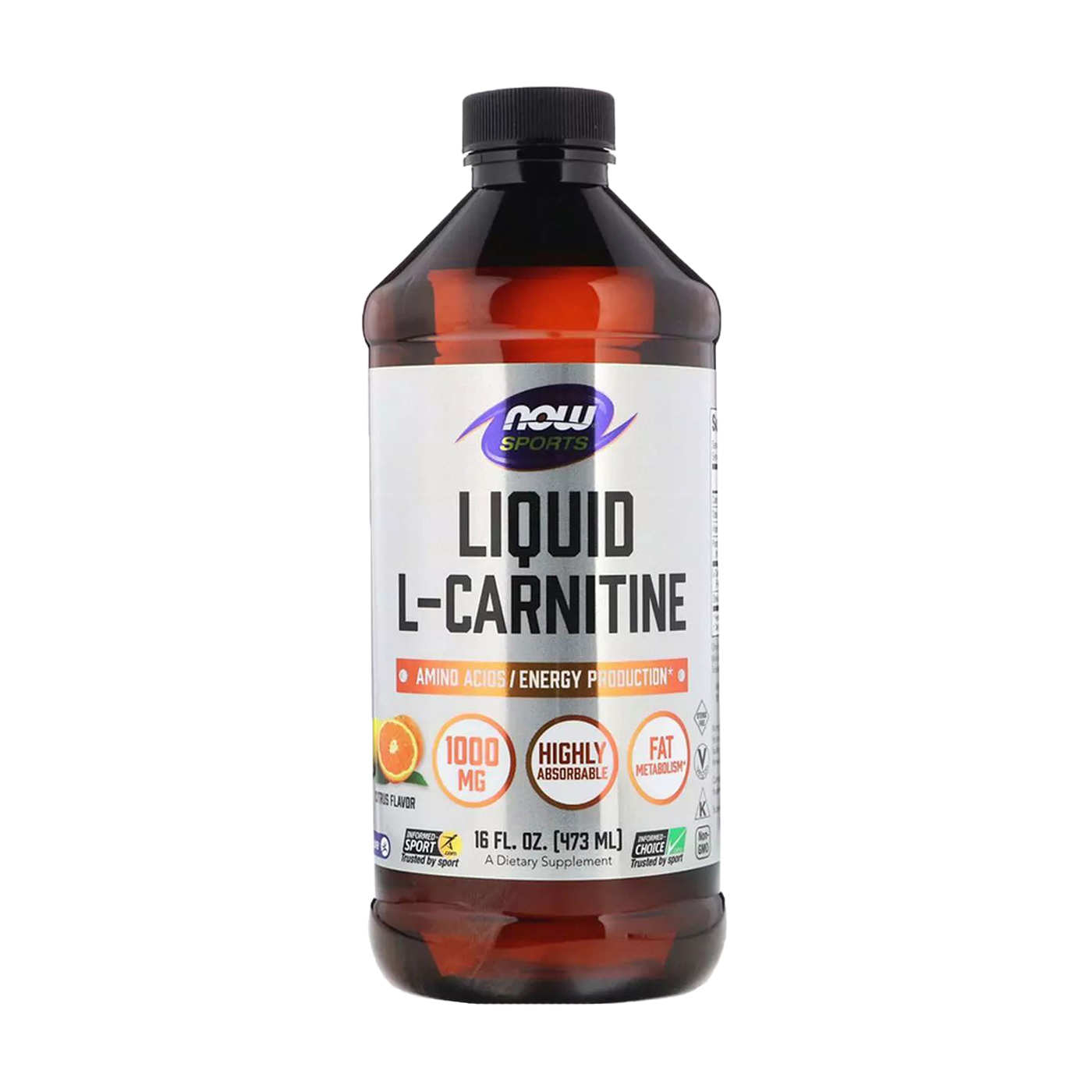 

L-Карнітин NOW foods Liquid L-Carnitine 1000 мг, з цитрусовим смаком, в рідині, 473 мл