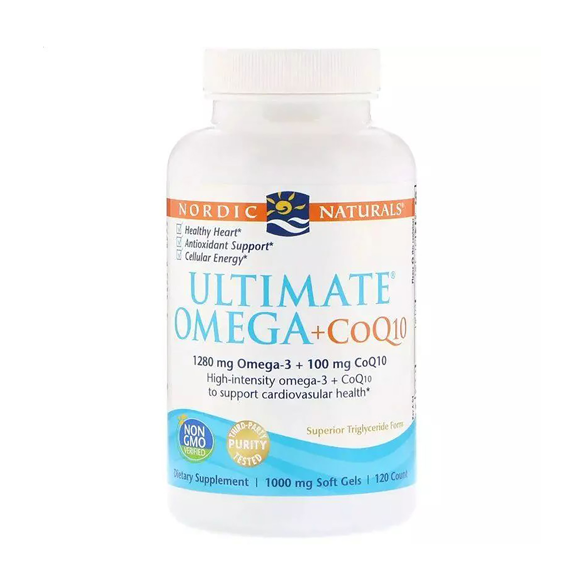 

Риб'ячий жир з коензимом Q10 Nordic Naturals Ultimate Omega + CoQ10, 1280 мг + 100 мг, зі смаком лимона, 120 гелевих капсул