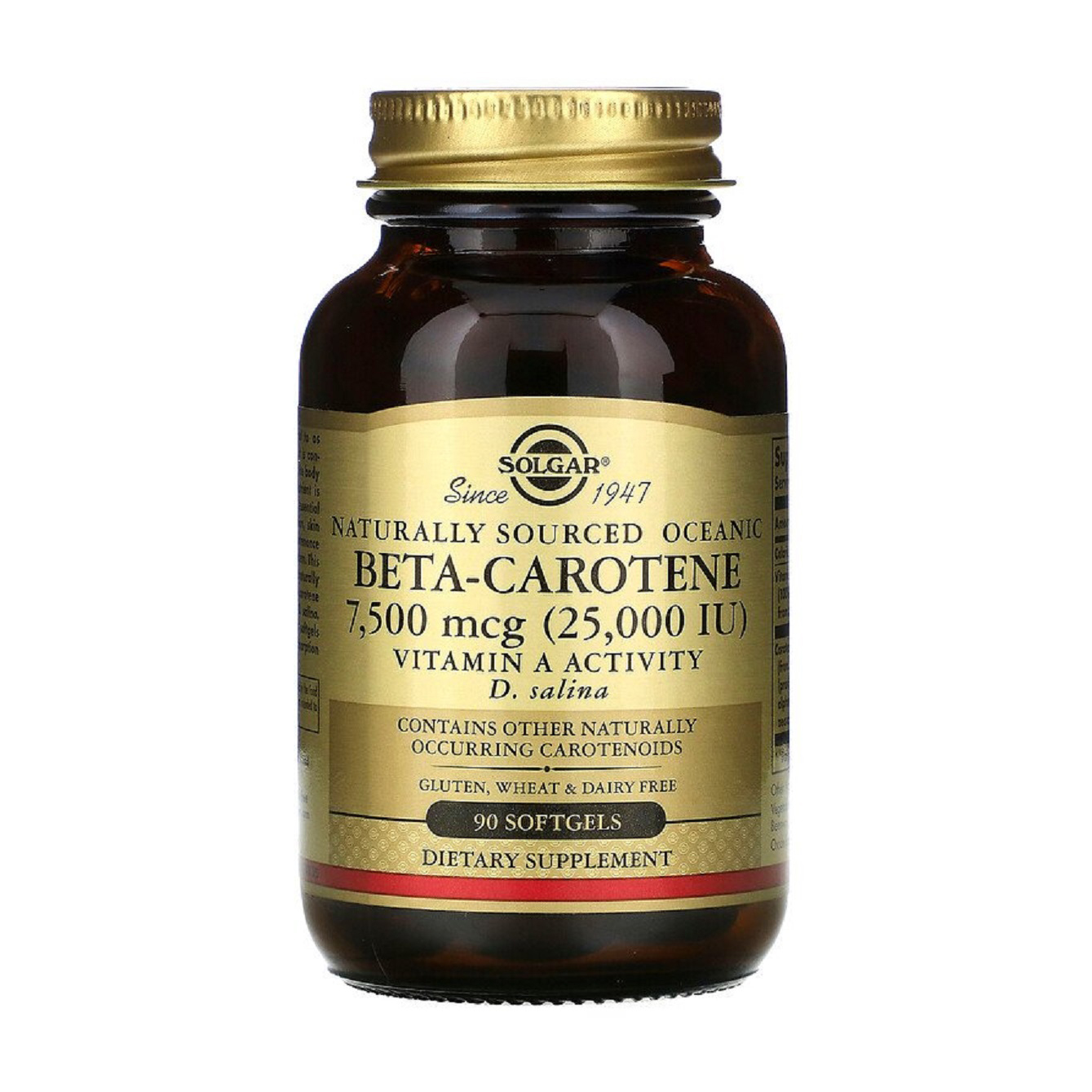 

Бета-Каротин океанічний (Вітамін А) Solgar Naturally Sourced Oceanic Beta-Carotene 25 000 МО, 90 капсул