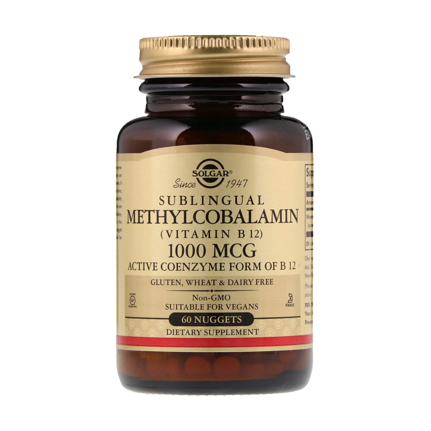 

Метилкобаламін (Вітамін В12) Solgar Sublingual Methylcobalamin (Vitamin B12) 1000 мкг, 60 таблеток