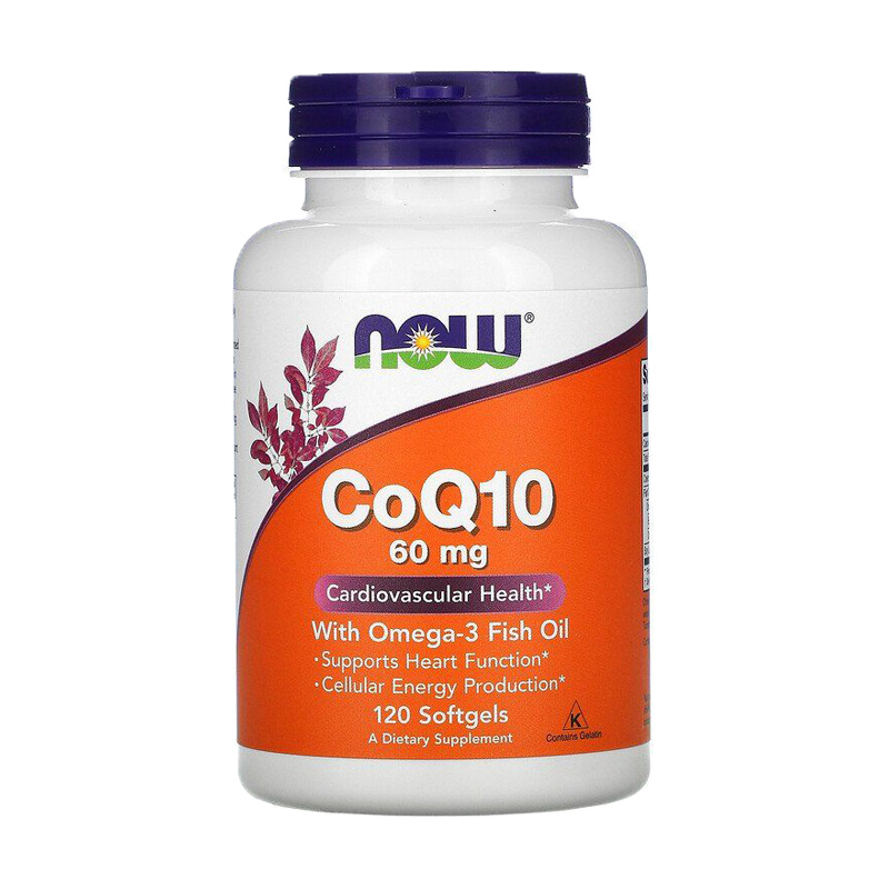 

Коензим Q10 з риб'ячим жиром NOW foods CoQ10 With Omega-3 Fish Oil 60 мг, 120 капсул