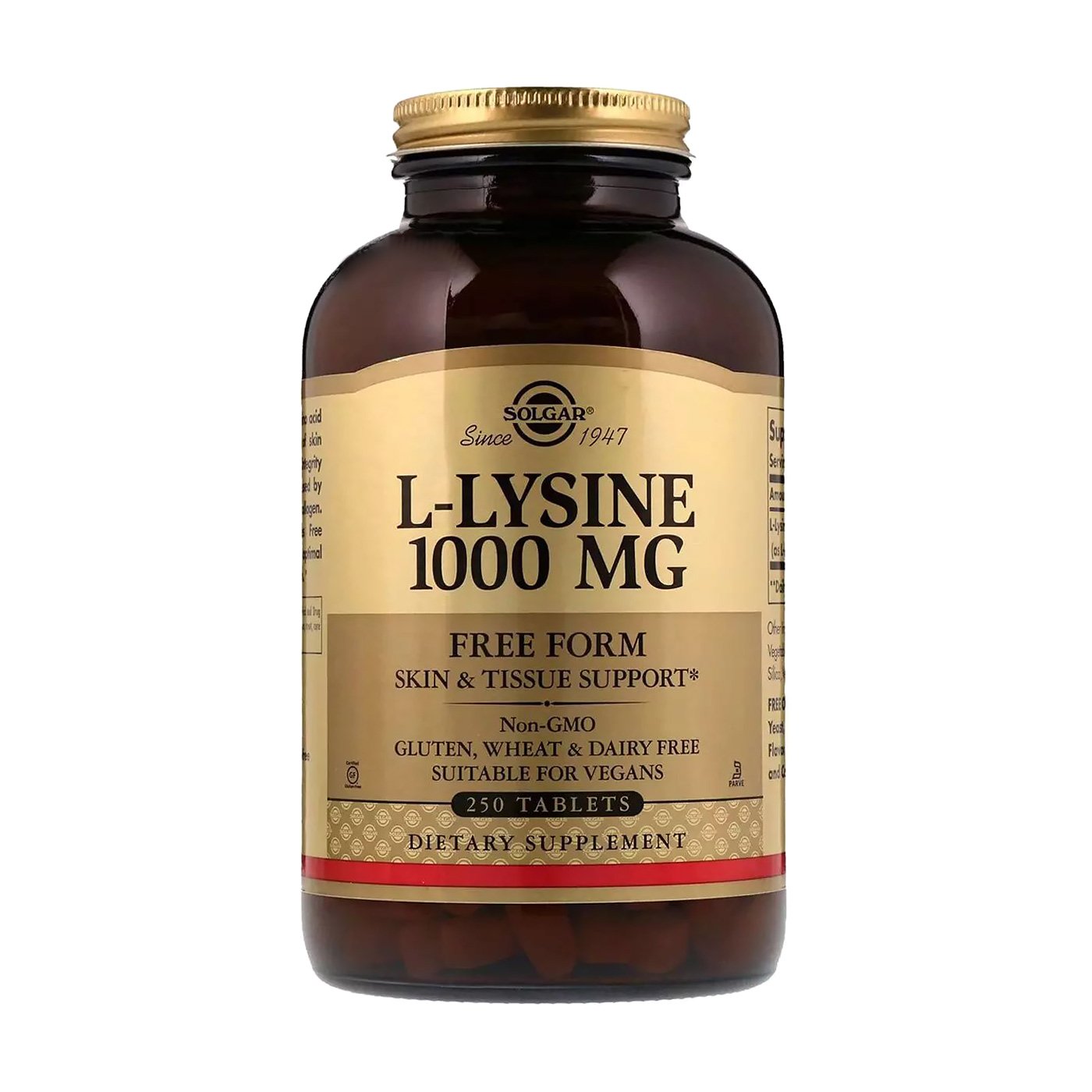 

L-Лізин Solgar L-Lysine 1000 мг, 250 таблеток