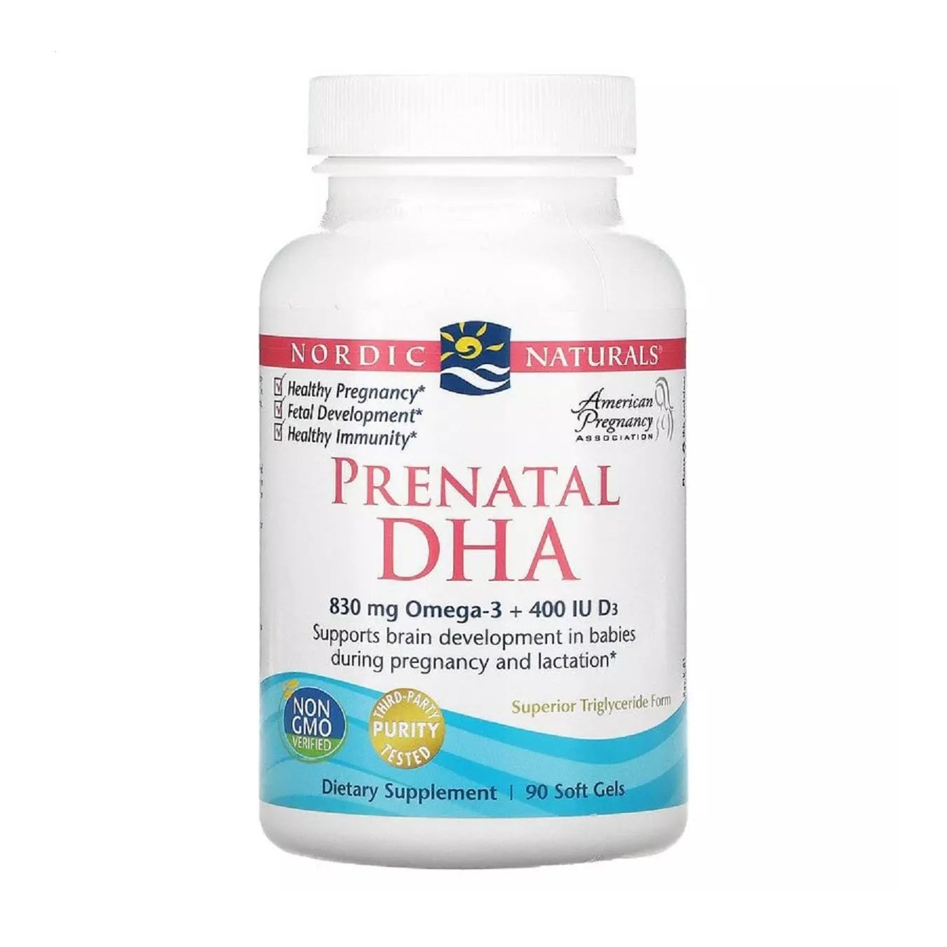 

Риб'ячий жир для вагітних Nordic Naturals Prenatal DHA, без добавок, 90 капсул