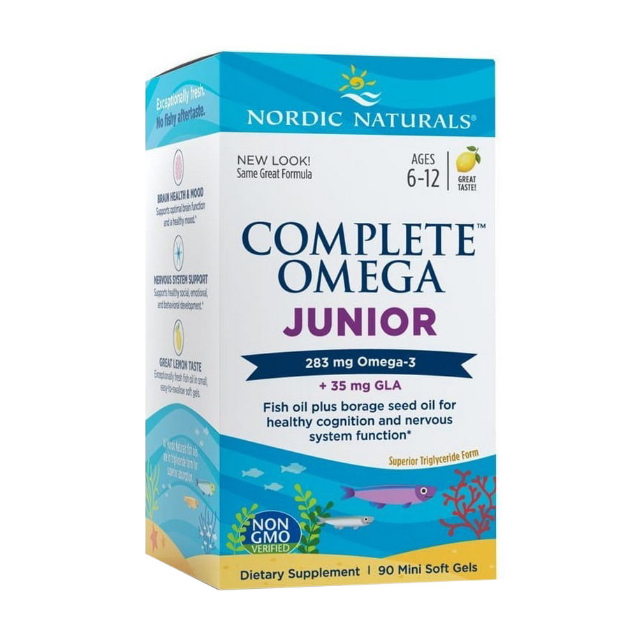 

Риб'ячий жир для підлітків Nordic Naturals Complete Omega Junior зі смаком лимона, 283 мг, 90 капсул