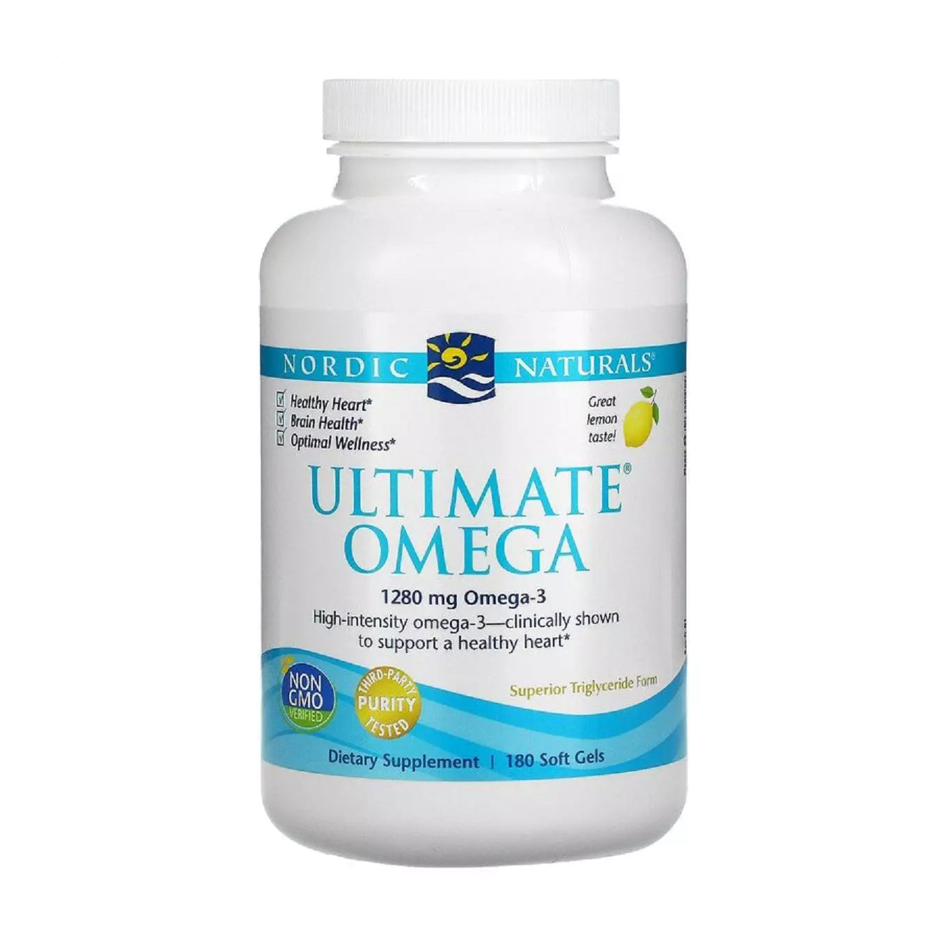 

Риб'ячий жир Nordic Naturals Ultimate Omega 1280 мг, зі смаком лимона, 180 капсул