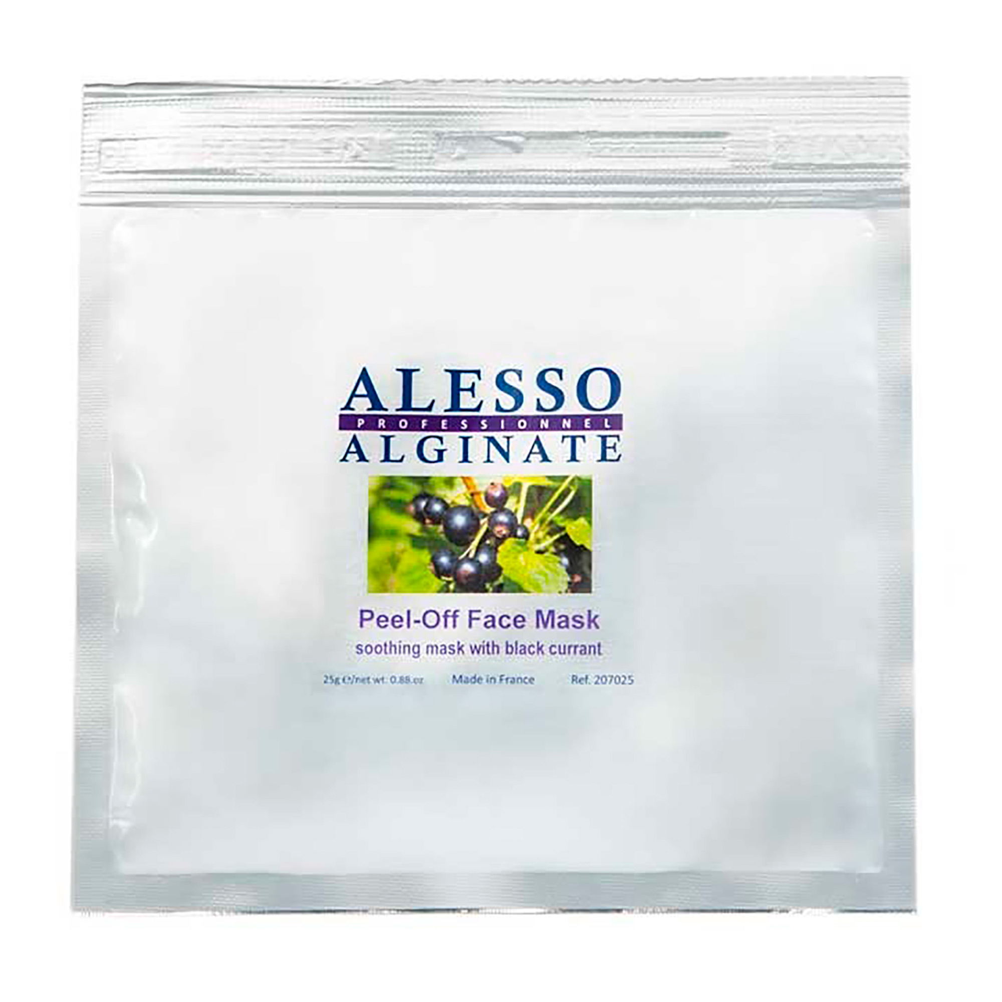 

Альгінатна маска для обличчя Alesso Professionnel Alginate Peel-Off Face Mask заспокійлива, з чорною смородиною, 25 г