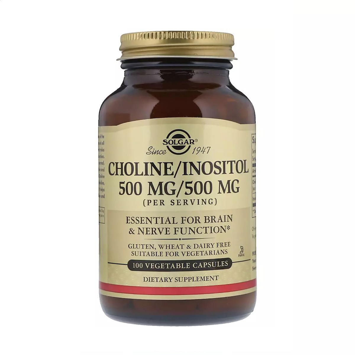 

Холін та інозитол Solgar Choline/Inositol, 500 мг/500 мг, 100 капсул