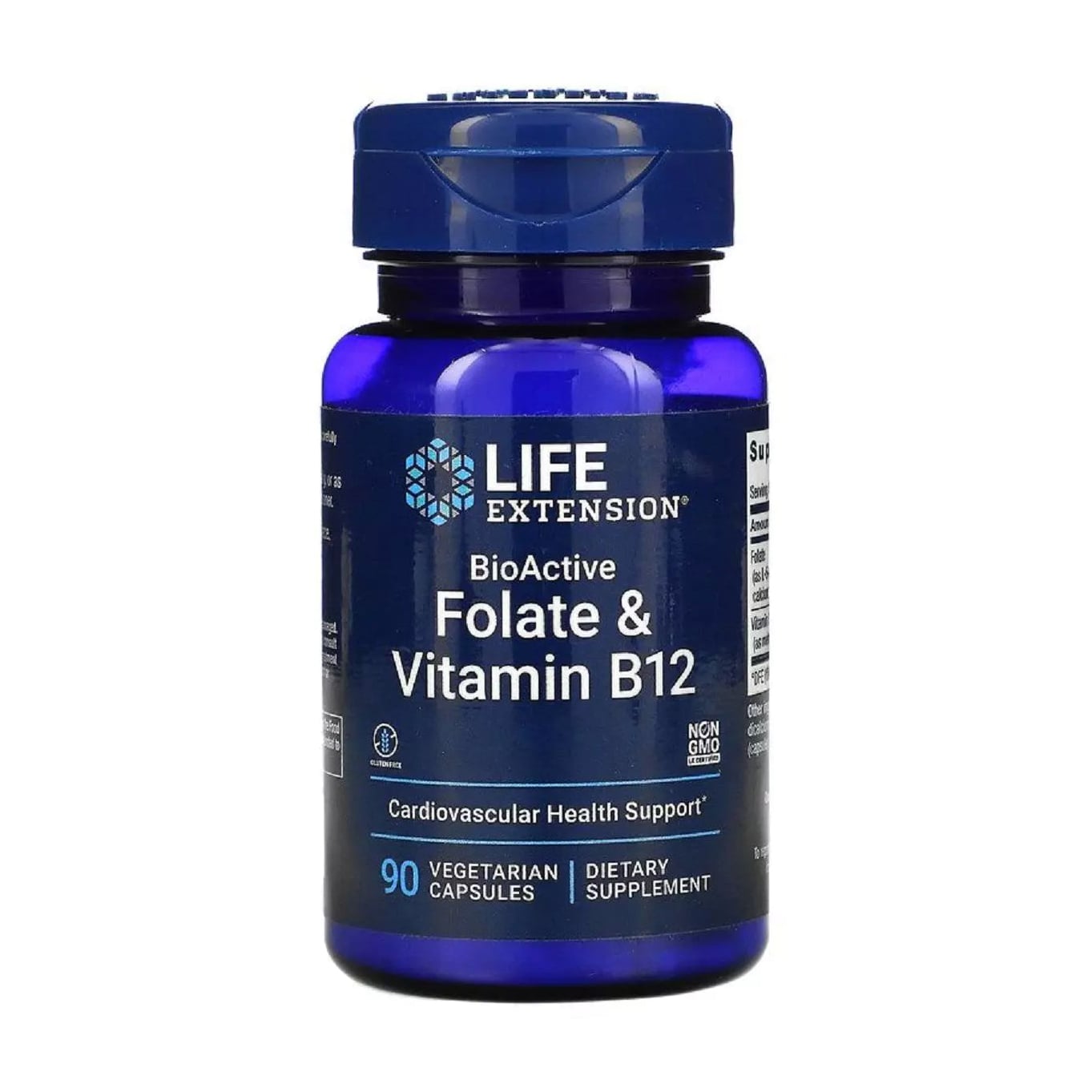 

Фолат і вітамін B12 Life Extension BioActive Folate & Vitamin B12, 90 капсул