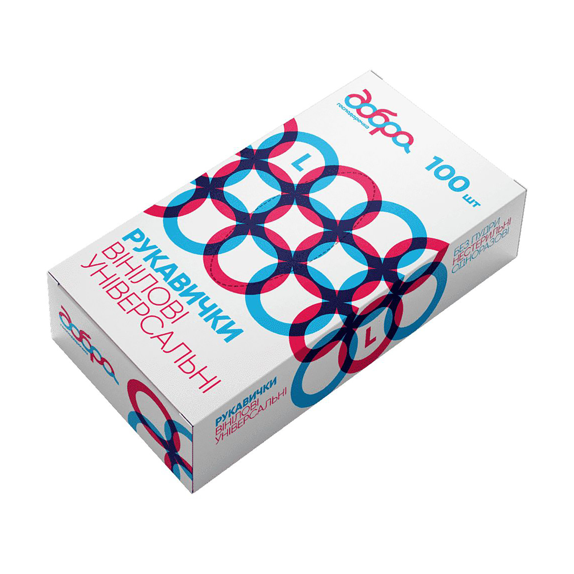 

Рукавички вінілові, універсальні Добра господарочка, нестирильні, без пудри, 100 шт, розмір L