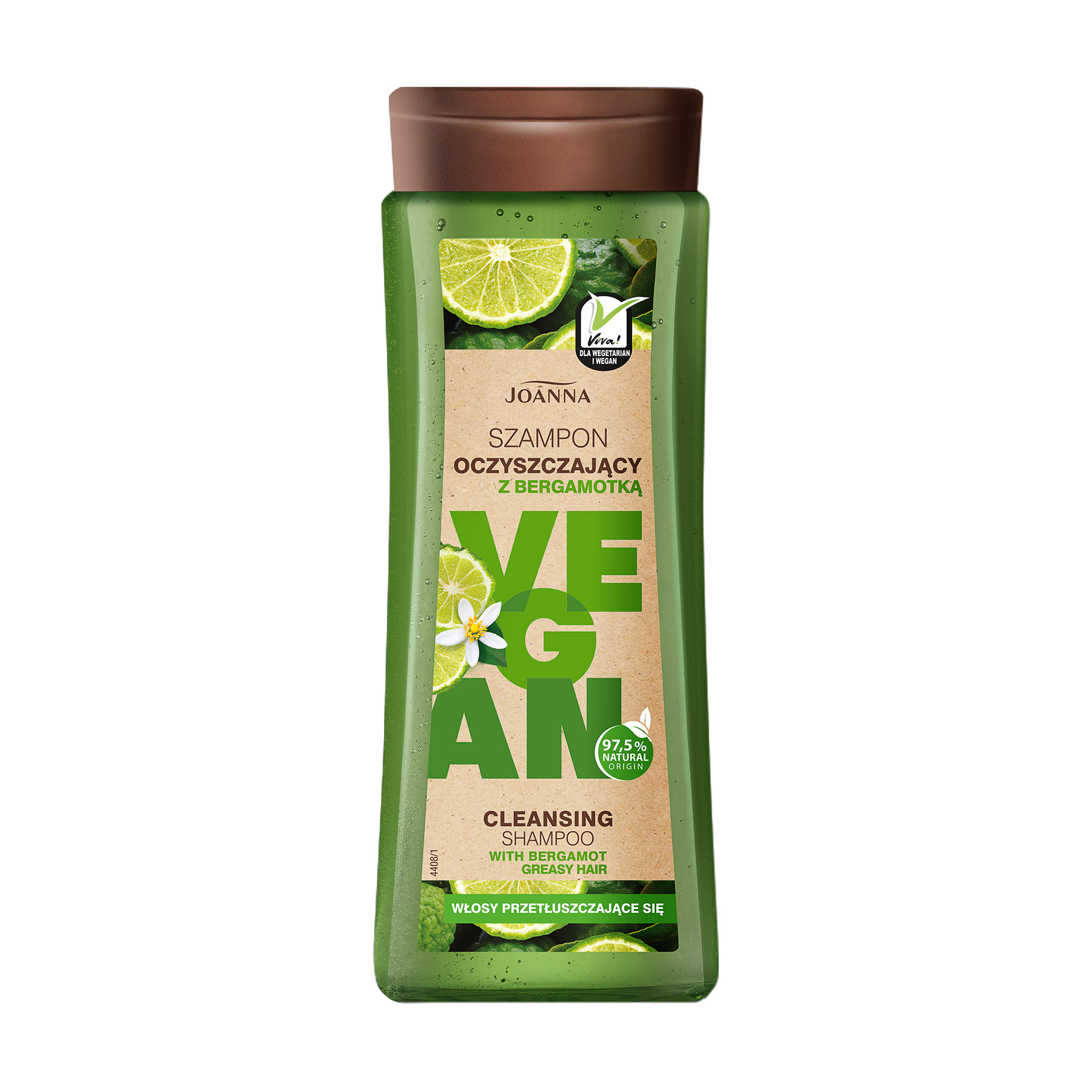 

Уцінка! Очищувальний шампунь Joanna Vegan Cleansing Shampoo with Bergamot для жирного волосся, 300 мл