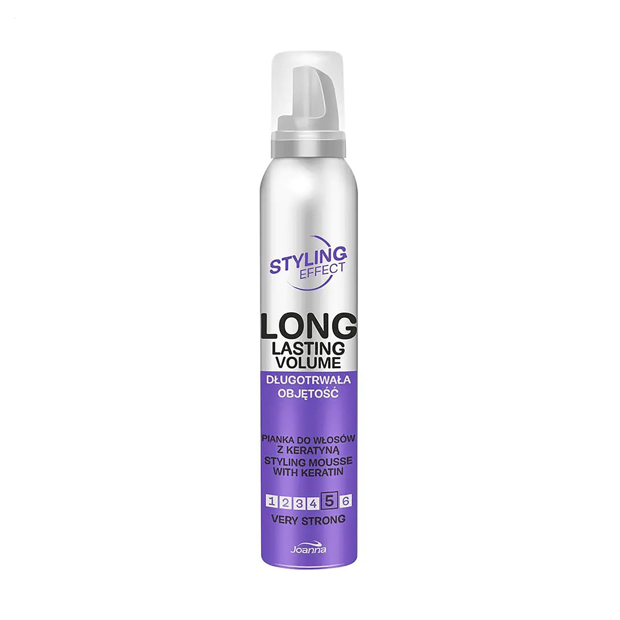 

Уцінка! Мус для волосся Joanna Styling Effect Long Lasting Styling Mousse With Keratin Very Strong з кератином, дуже сильна фіксація, 150 мл