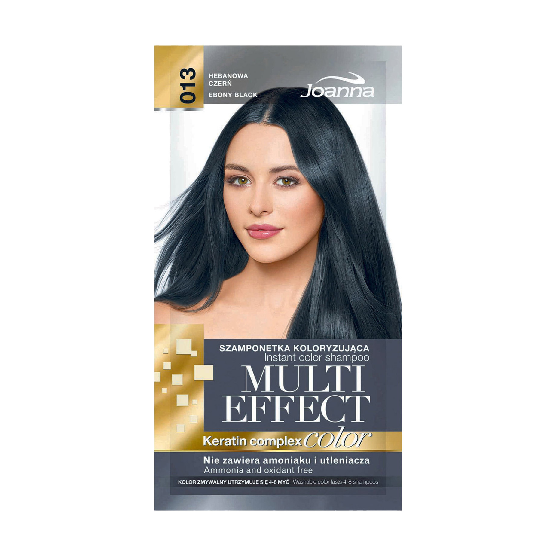 

Уцінка! Відтінковий шампунь для волосся Joanna Multi Effect Color Keratin Complex 13 Ebony Black, 35 г