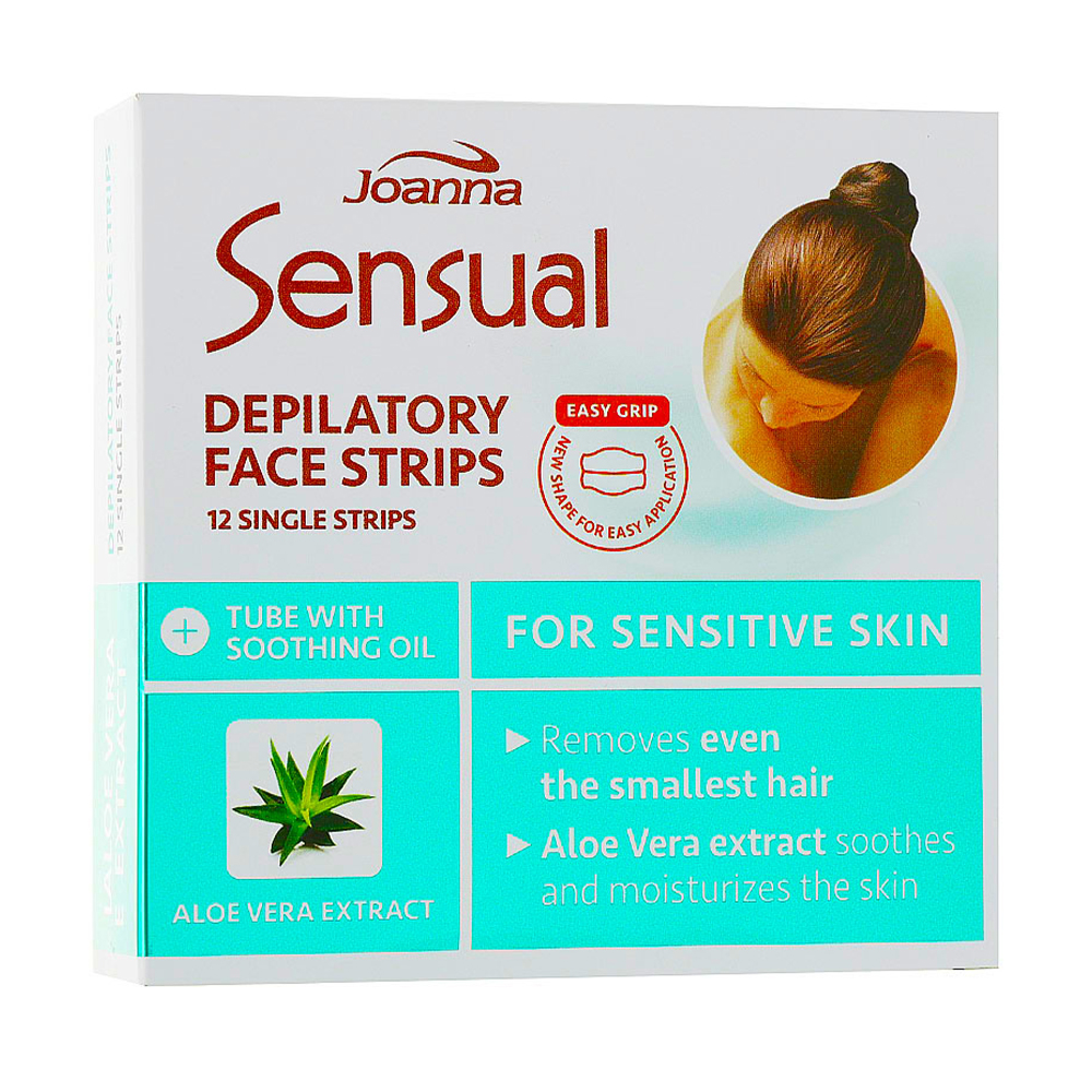 

Уцінка! Воскові смужки для депіляції обличчя Joanna Sensual з екстрактом алое вера, 12 шт