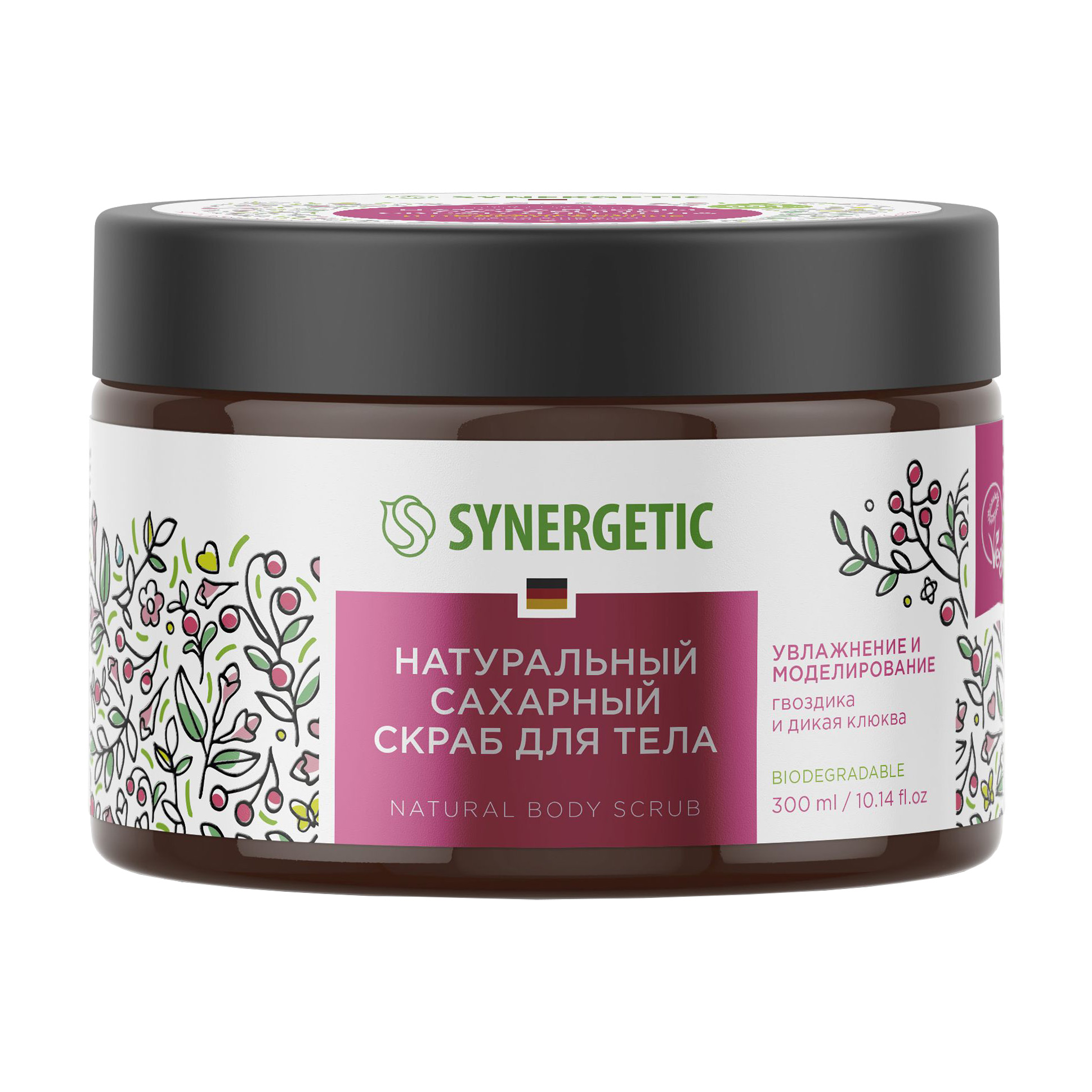 

Натуральний сольовий скраб для тіла Synergetic Зволоження та моделювання, гвоздика та дика журавлина, 300 мл