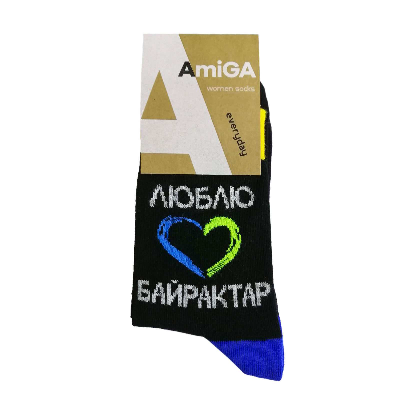 

Шкарпетки жіночі AmiGA високі, Люблю Байрактар, розмір 23-25