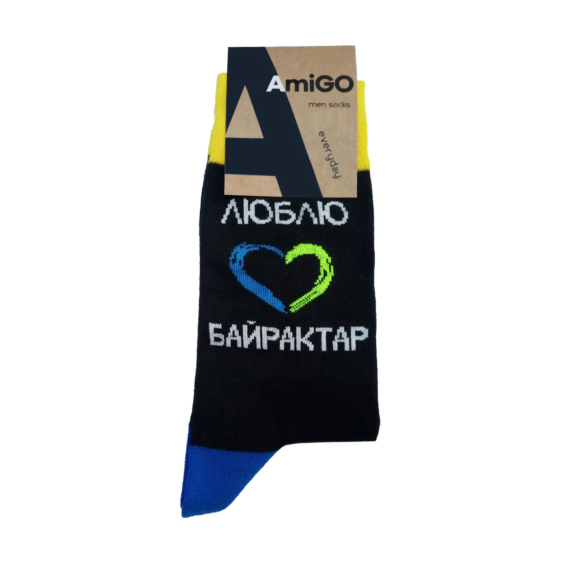 

Шкарпетки чоловiчi AmiGO класичнi, Люблю Байрактар, розмір 29
