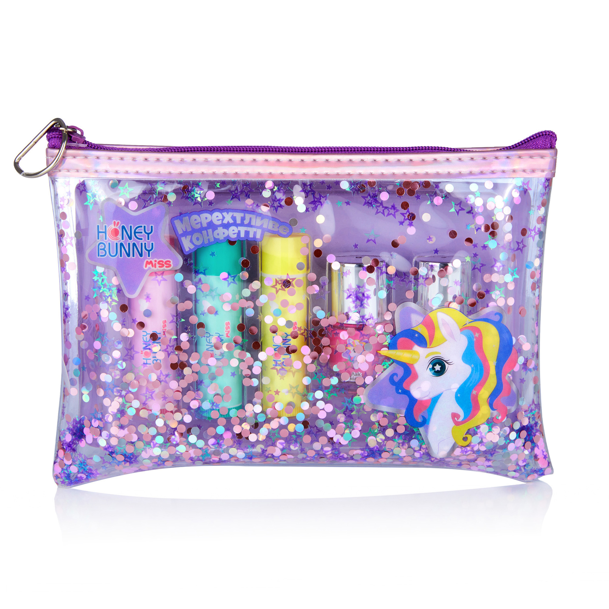 

Набір для дівчат Honey Bunny Miss Мерехтливе конфетті (бальзами для губ, 3*4 г + лаки для нігтів, 2*4 мл)