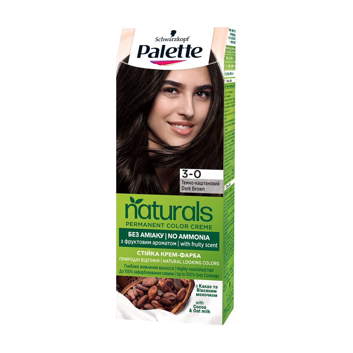 

Безаміачна фарба для волосся Palette Naturals Permanent Color Creme, 3-0 Темно-каштановий, 110 мл