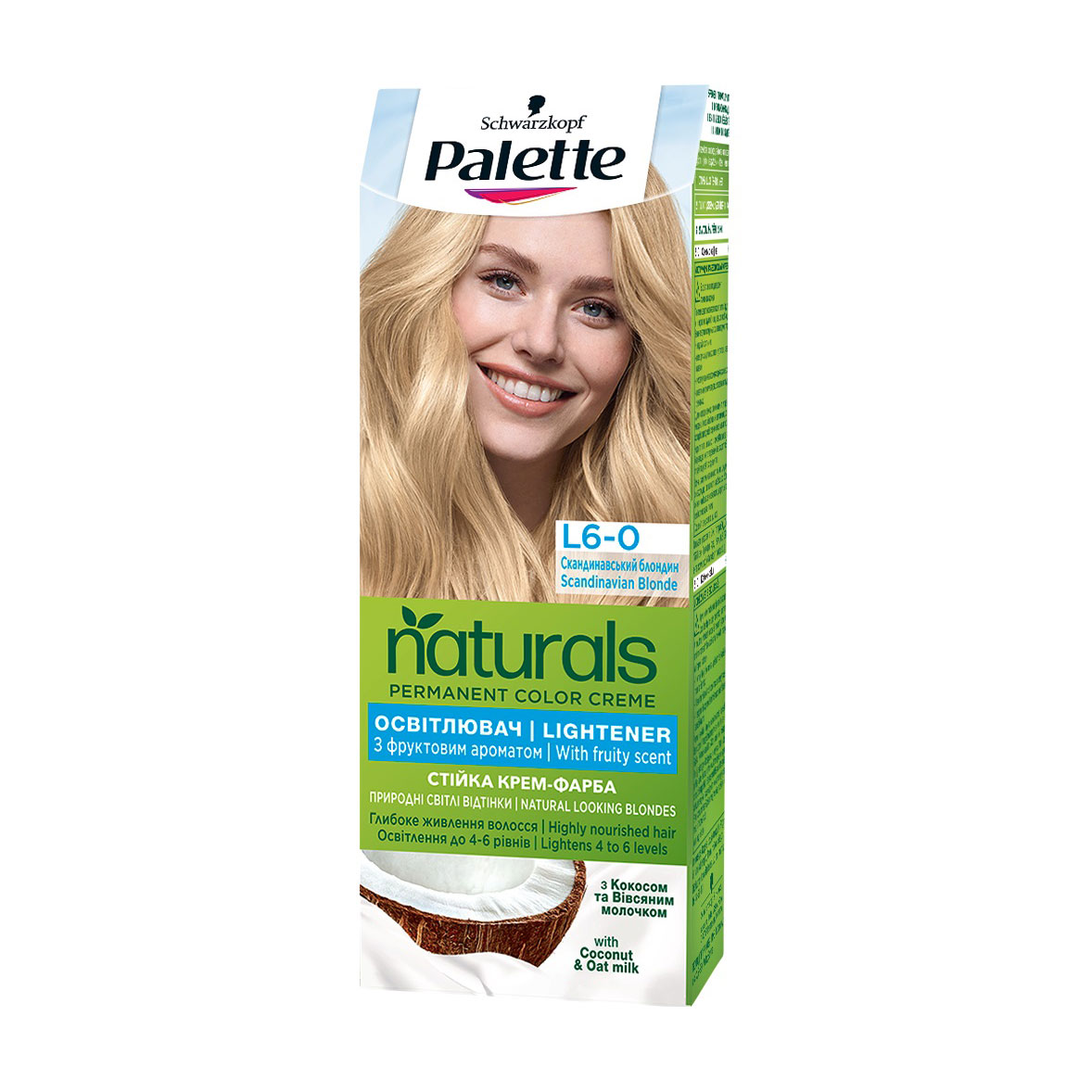 

Безаміачна фарба для волосся Palette Naturals Permanent Color Creme, L6-0 Скандинавський блондин, 110 мл
