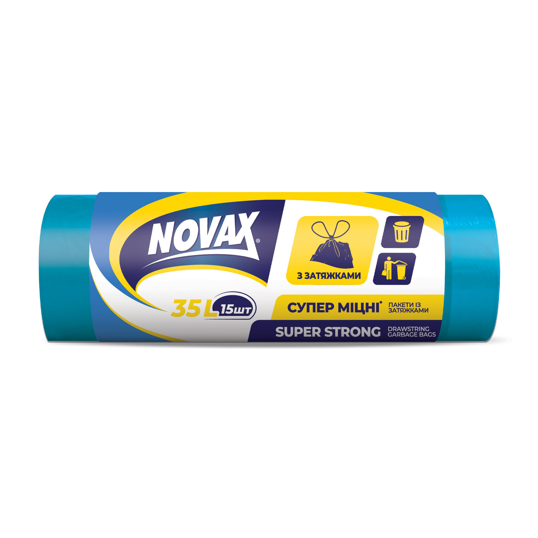 

Пакети для сміття NOVAx із затяжкою 35 л, 15 шт