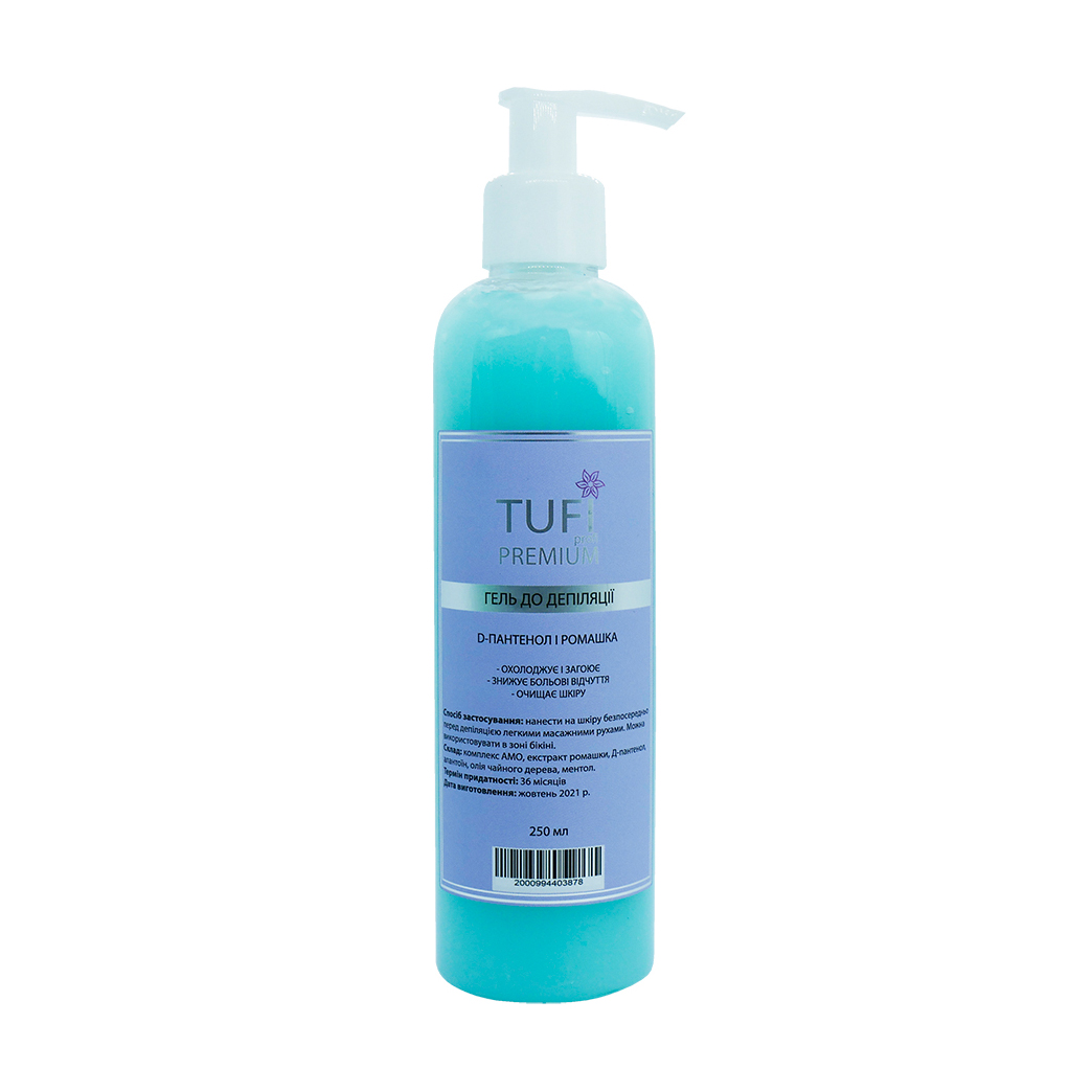 

Гель до депіляції Tufi profi Premium D-пантенол та ромашка, 250 мл
