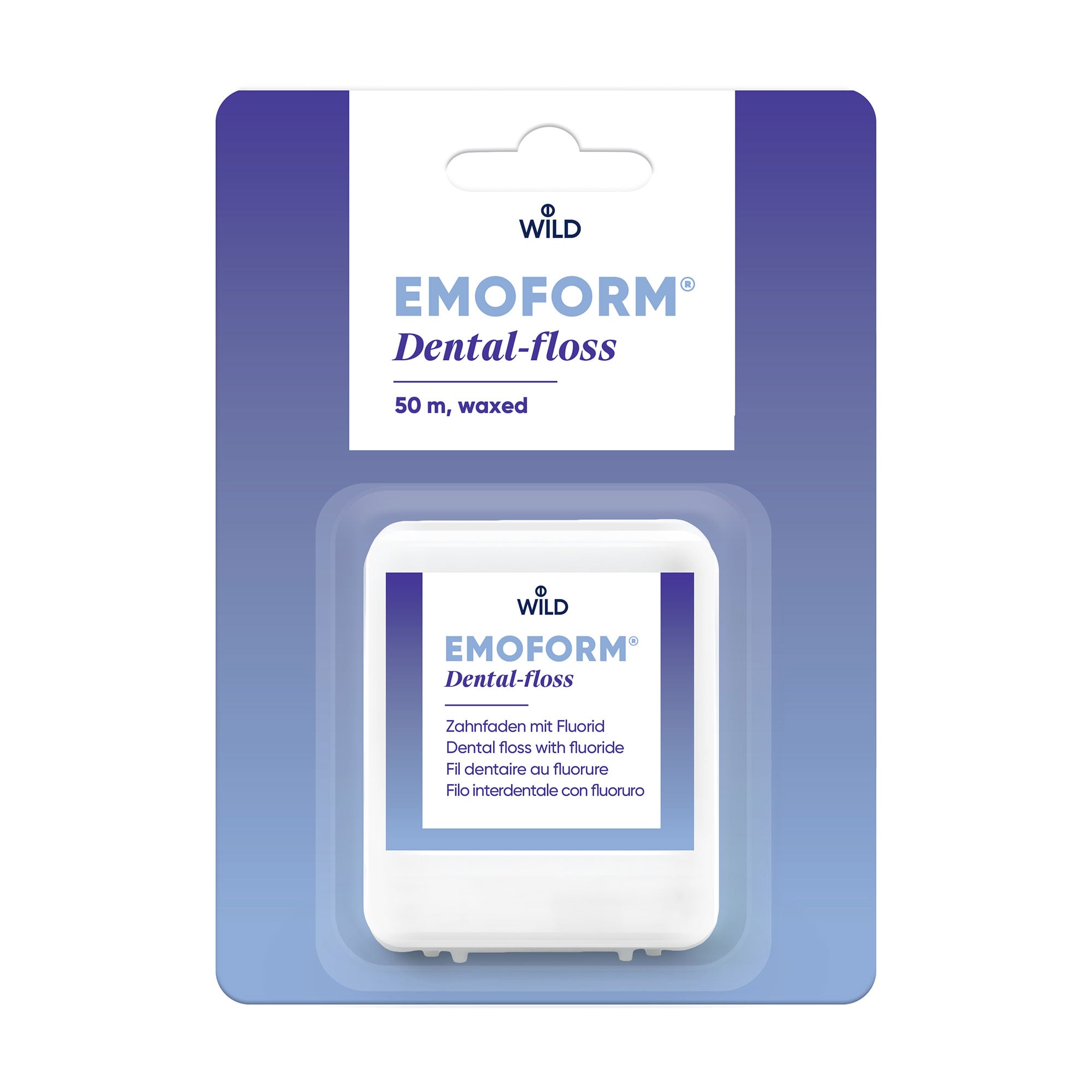 

Зубна нитка Dr. Wild Emoform вощена з фторидом натрію, 50 м