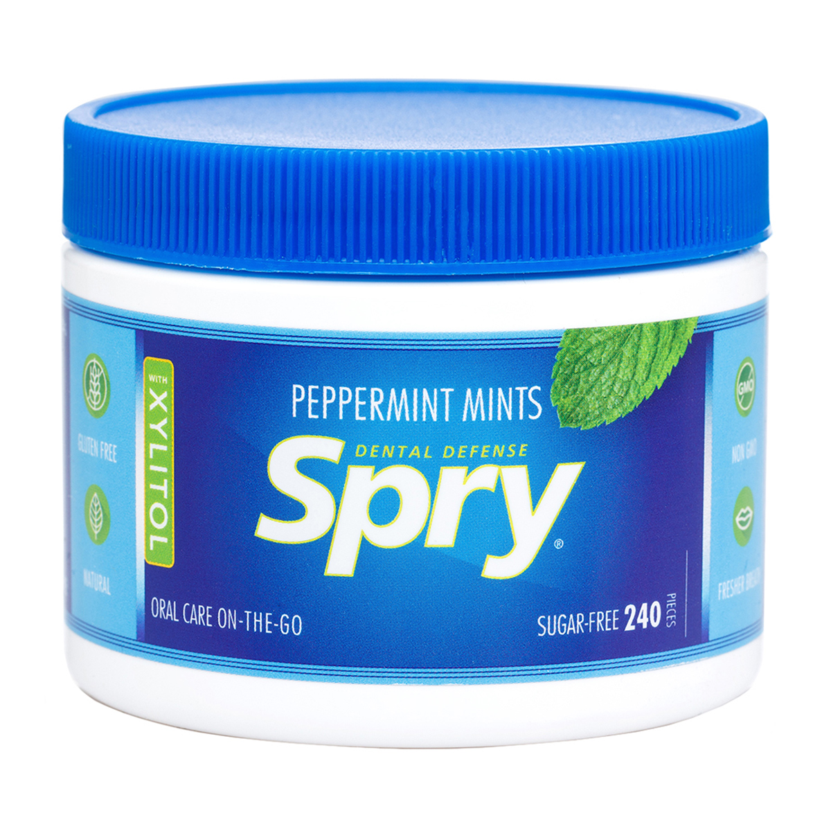 

Натуральні драже Spry Peppermint Mints Sugar Free з м'ятою перцевою та ксилітом, без цукру, 240 шт