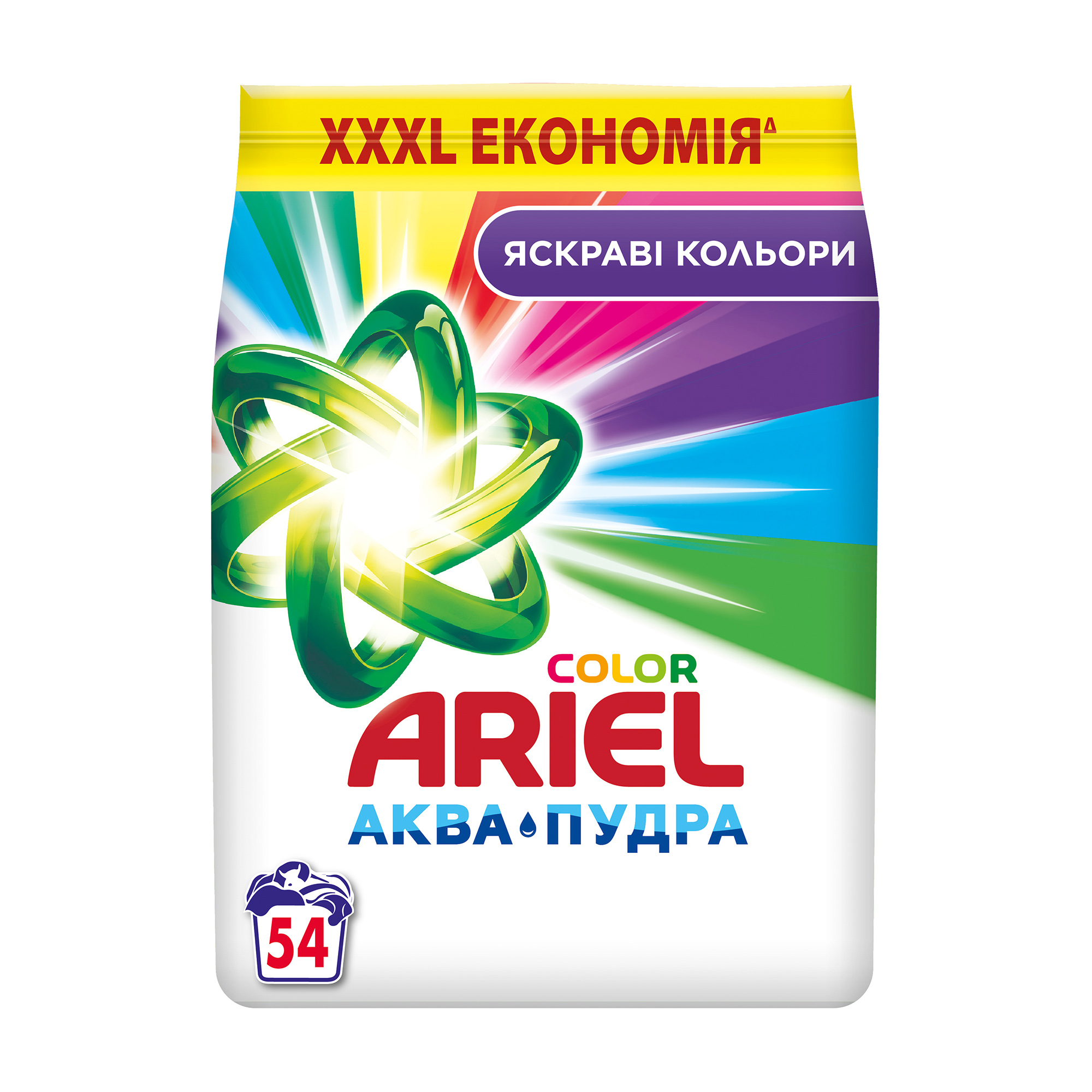 

Уцінка! Пральний порошок Ariel Аква-Пудра Color Яскраві кольори, автомат, 54 цикли прання, 8.1 кг