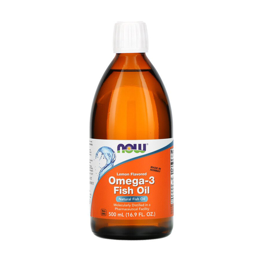 

Риб'ячий жир з омега-3 NOW foods Omega-3 Fish Oil Lemon Flavored зі смаком лимона, в рідині, 500 мл
