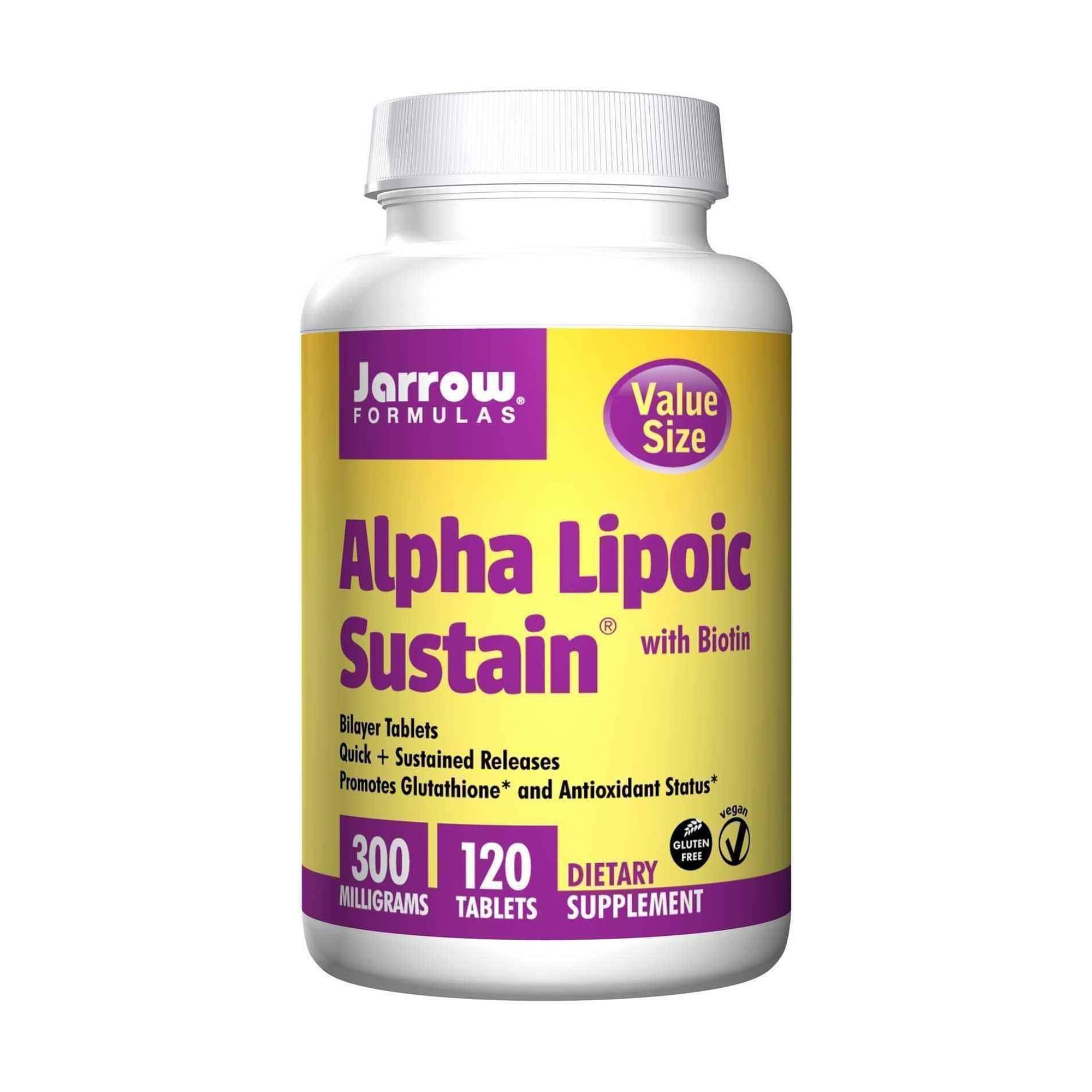 

Альфа-ліпоєва кислота + біотин Jarrow Formulas Alpha Lipoic Sustain with Biotin 300 мг, 120 таблеток