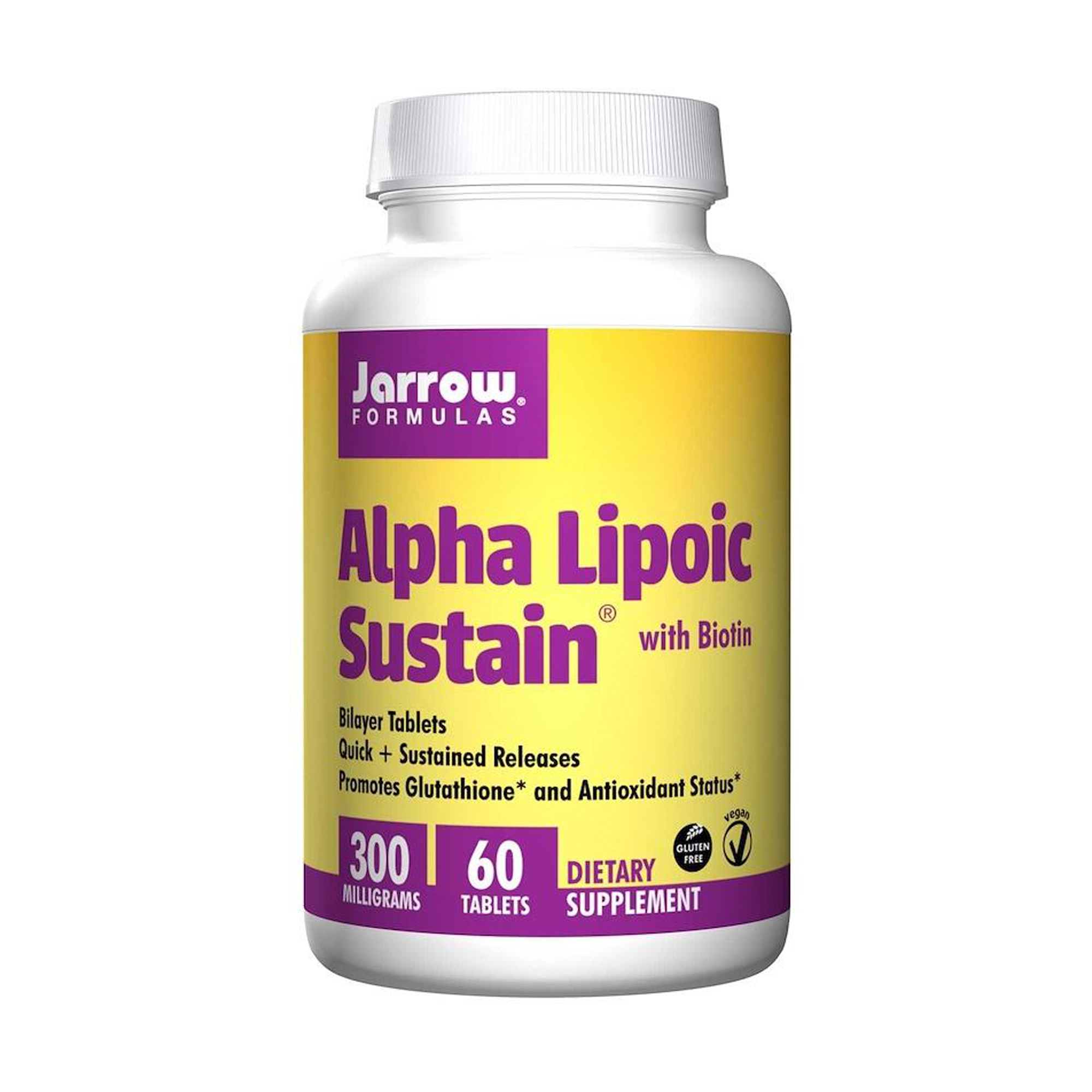 

Альфа-ліпоєва кислота + біотин Jarrow Formulas Alpha Lipoic Sustain with Biotin 300 мг, 60 таблеток