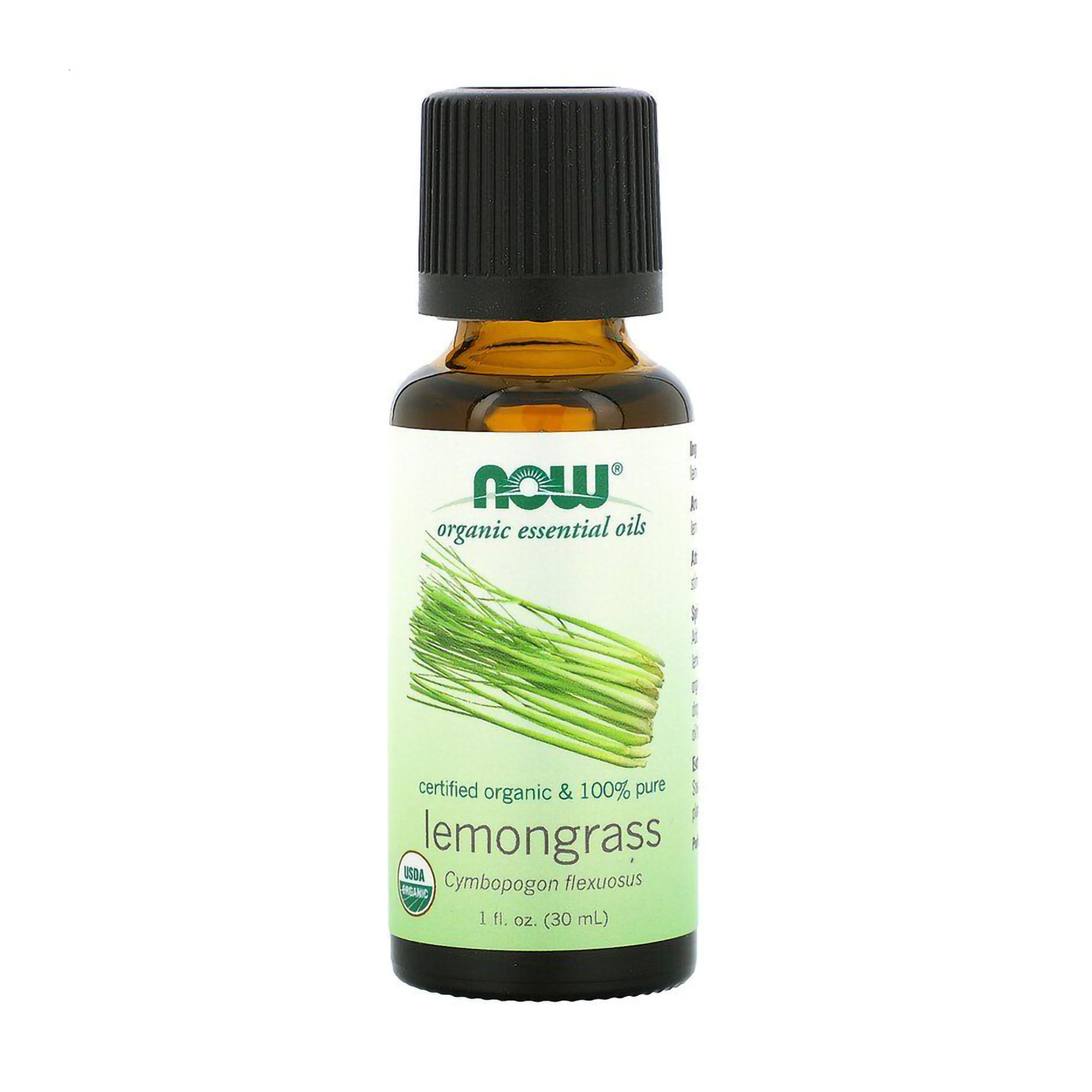 Акція на Ефірна олія Now Foods Organic Essential Oil 100% Pure Lemongrass Oil Органічна олія лемонграсу, 30 мл від Eva