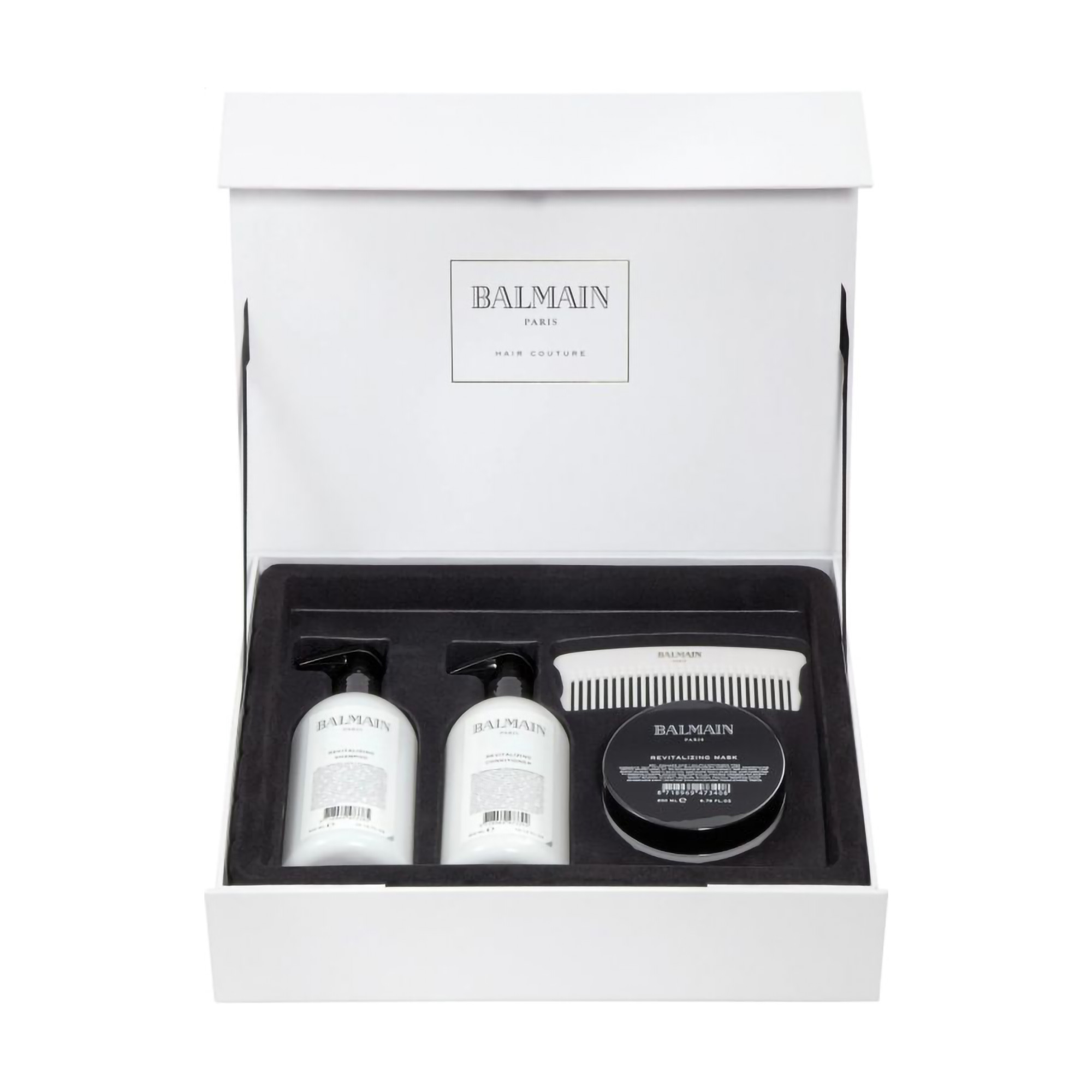 

Набір для волосся відновлювальний Balmain Paris Hair Couture Revitalizing Care Set (шампунь, 300 мл + кондиціонер, 300 мл + маска, 200 мл + гребінь)
