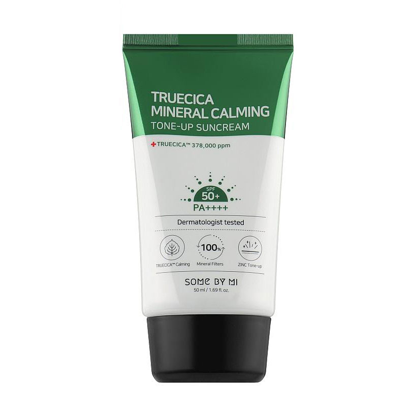 

Уцінка! Заспокійливий сонцезахисний крем Some By Mi Truecica Mineral 100 Calming Tone-Up Suncream SPF 50+ PA++++, для проблемної, чутливої шкіри, 50 мл