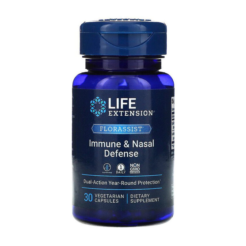 

Імунний захист та легке дихання Life Extension Florassist Immune & Nasal Defense, 30 вегетаріанських капсул