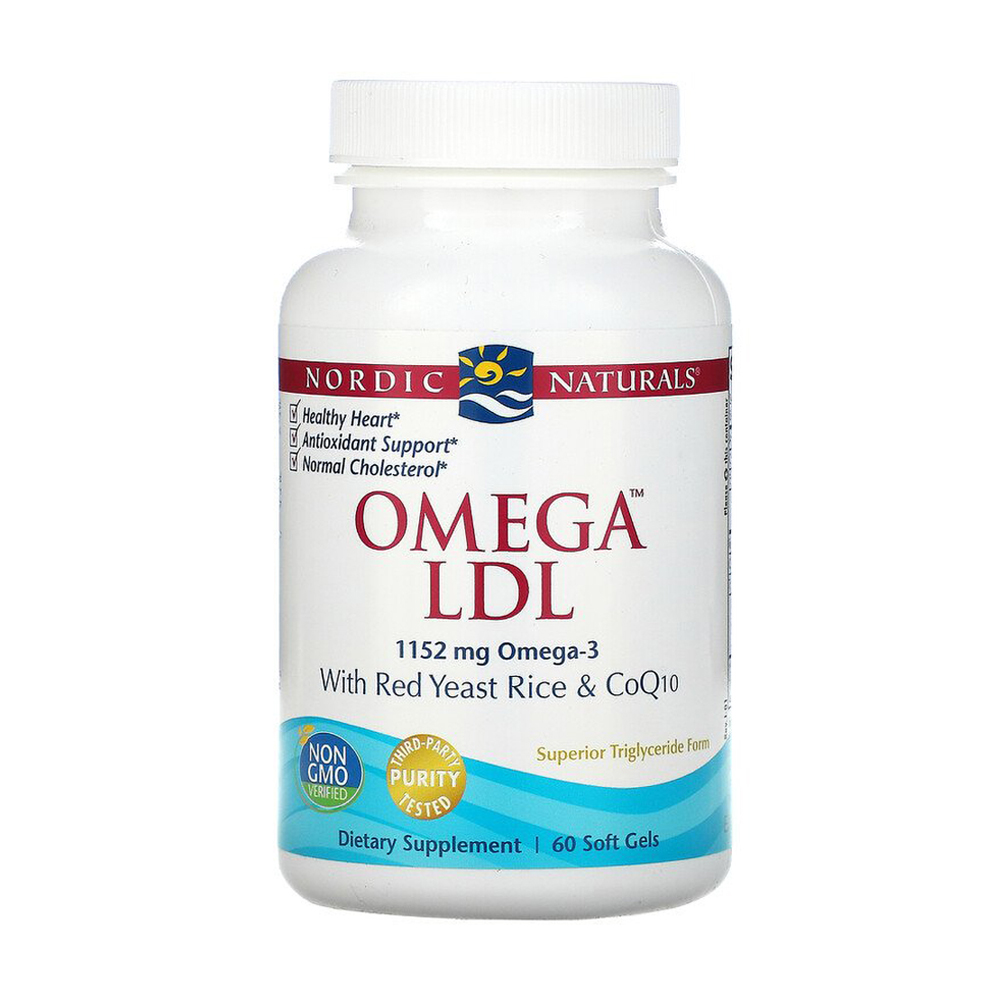 

Червоний дріжджовий рис, омега та коензим Q10 Nordic Naturals Omega LDL With Red Yeast Rice and CoQ10, 60 капсул