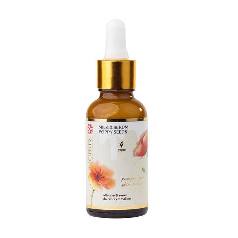 

Молочко-сироватка для обличчя Ingrid Cosmetics Vegan Milk&Serum Poppy Seeds з олією маку, 30 мл