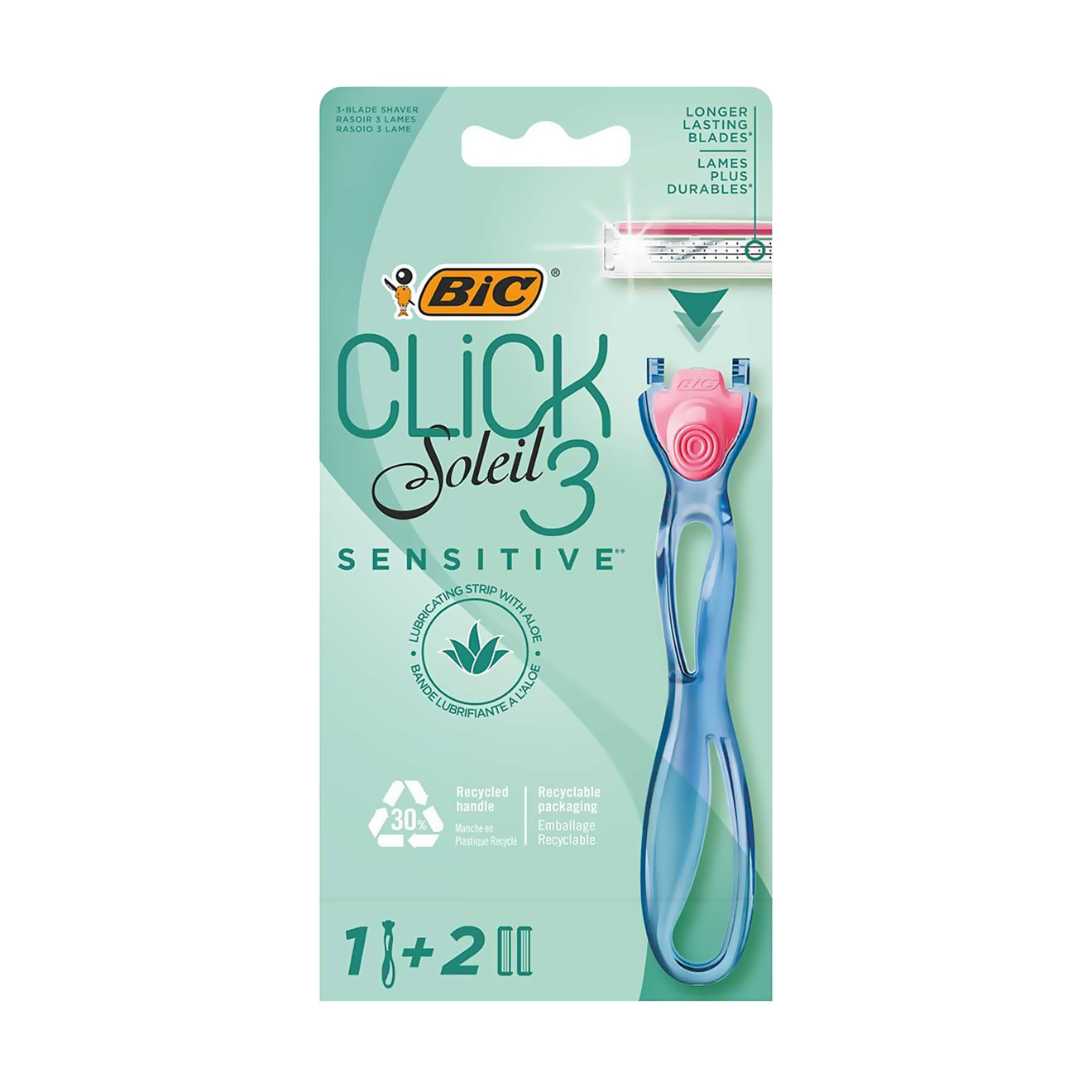 

Уцінка! Бритва BIC Click 3 Soleil Sensitive з 2 змінними картриджами, жіноча