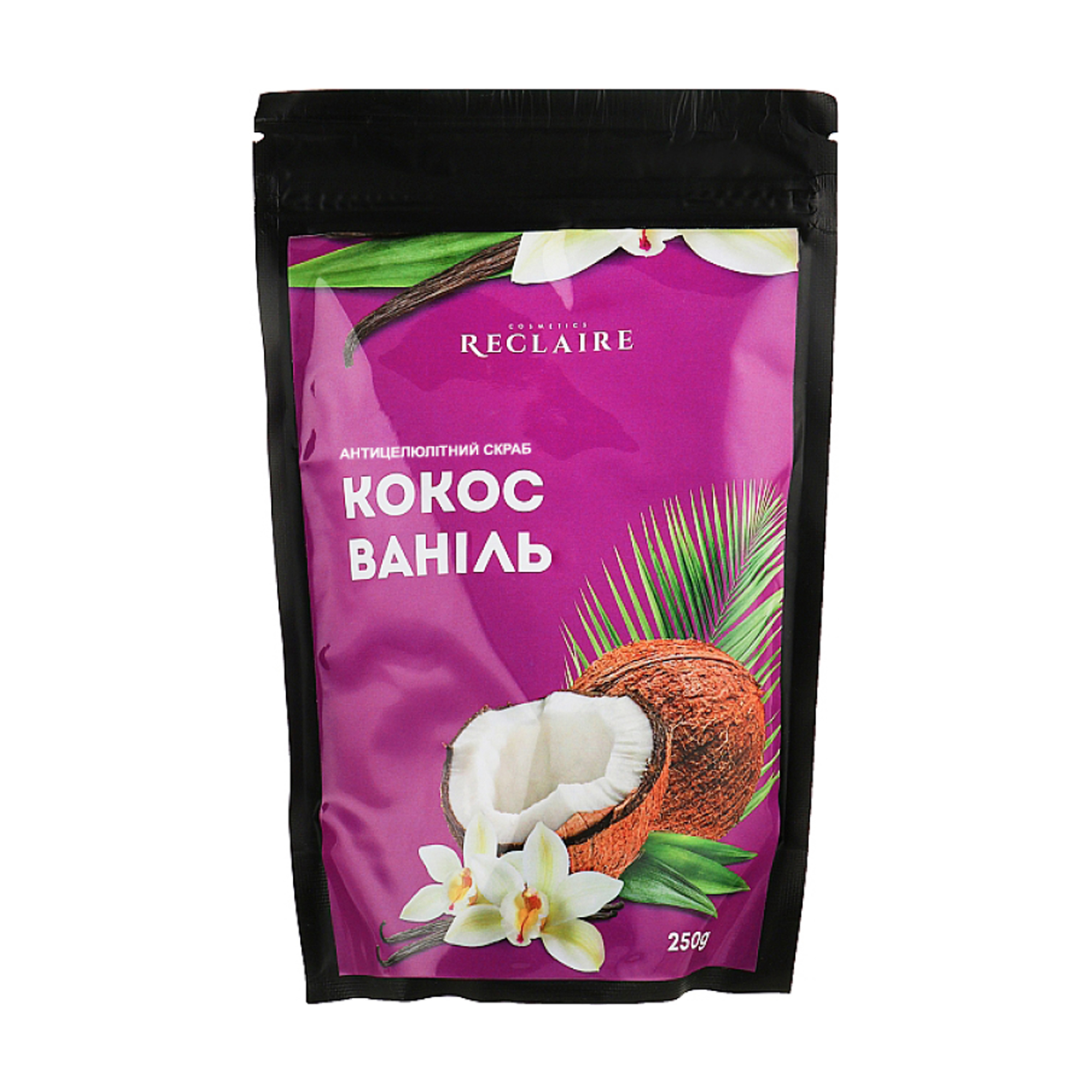 

Уцінка! Антицелюлітний скраб для тіла Reclaire Кокос-ваніль, 250 г