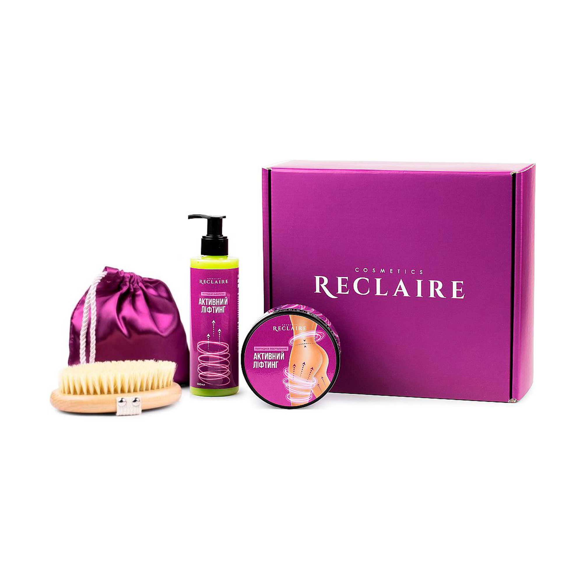 

Уцінка! Набір для тіла Reclaire Пептидний масажний комплекс Активний ліфтинг (сироватка, 200 мл + обгортання, 200 мл + міні-щітка)