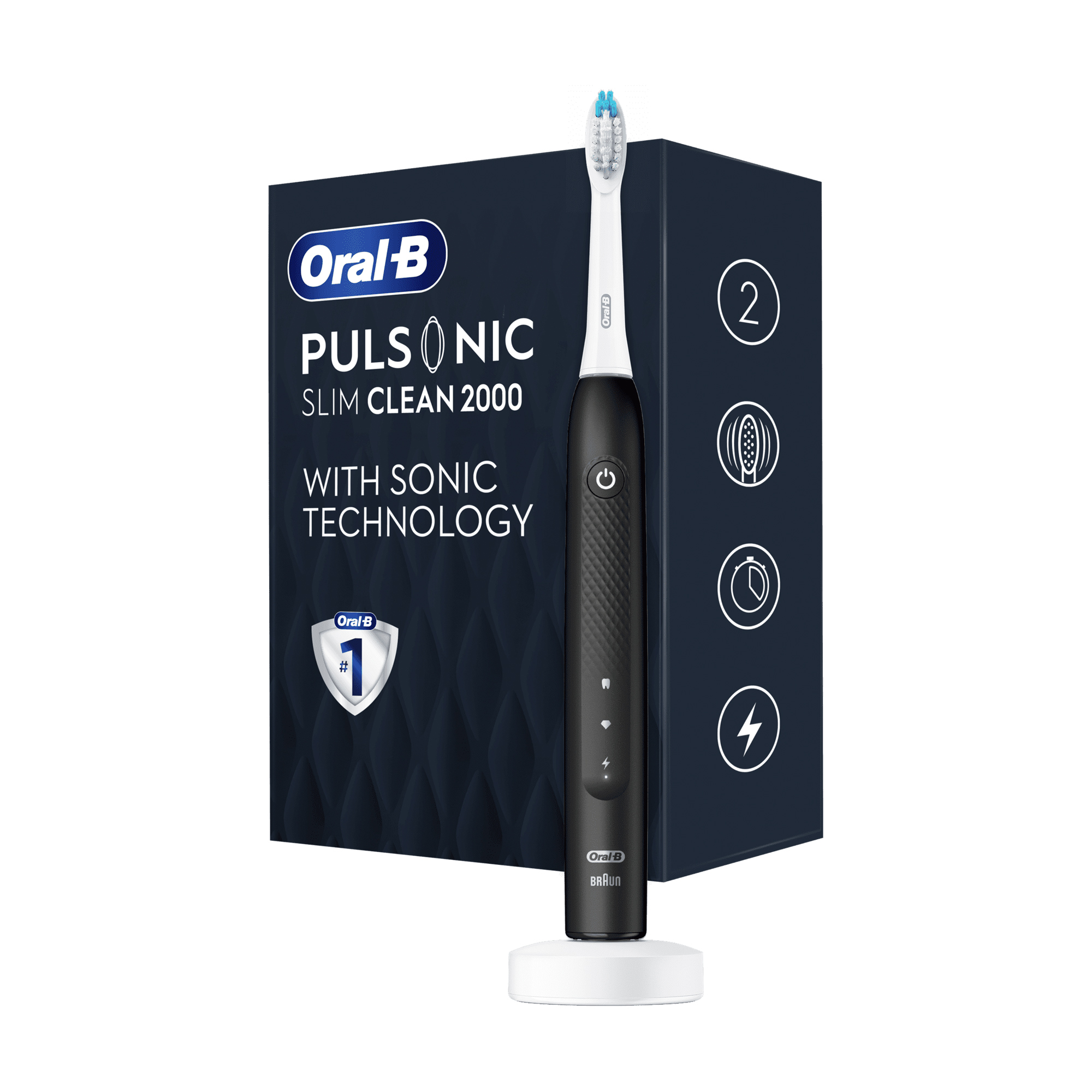 

Електрична зубна щітка Oral-B Pulsonic Slim Clean 2000 Чорна, 1 шт