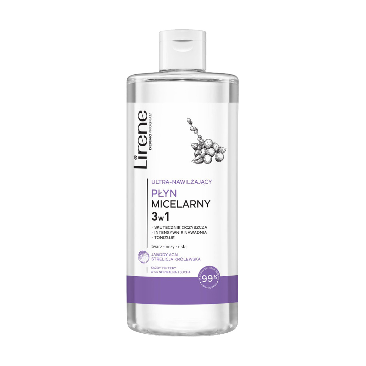 

Міцелярна вода Lirene Dermo Program Acai Berry Micellar Water Ягоди асаї, 400 мл