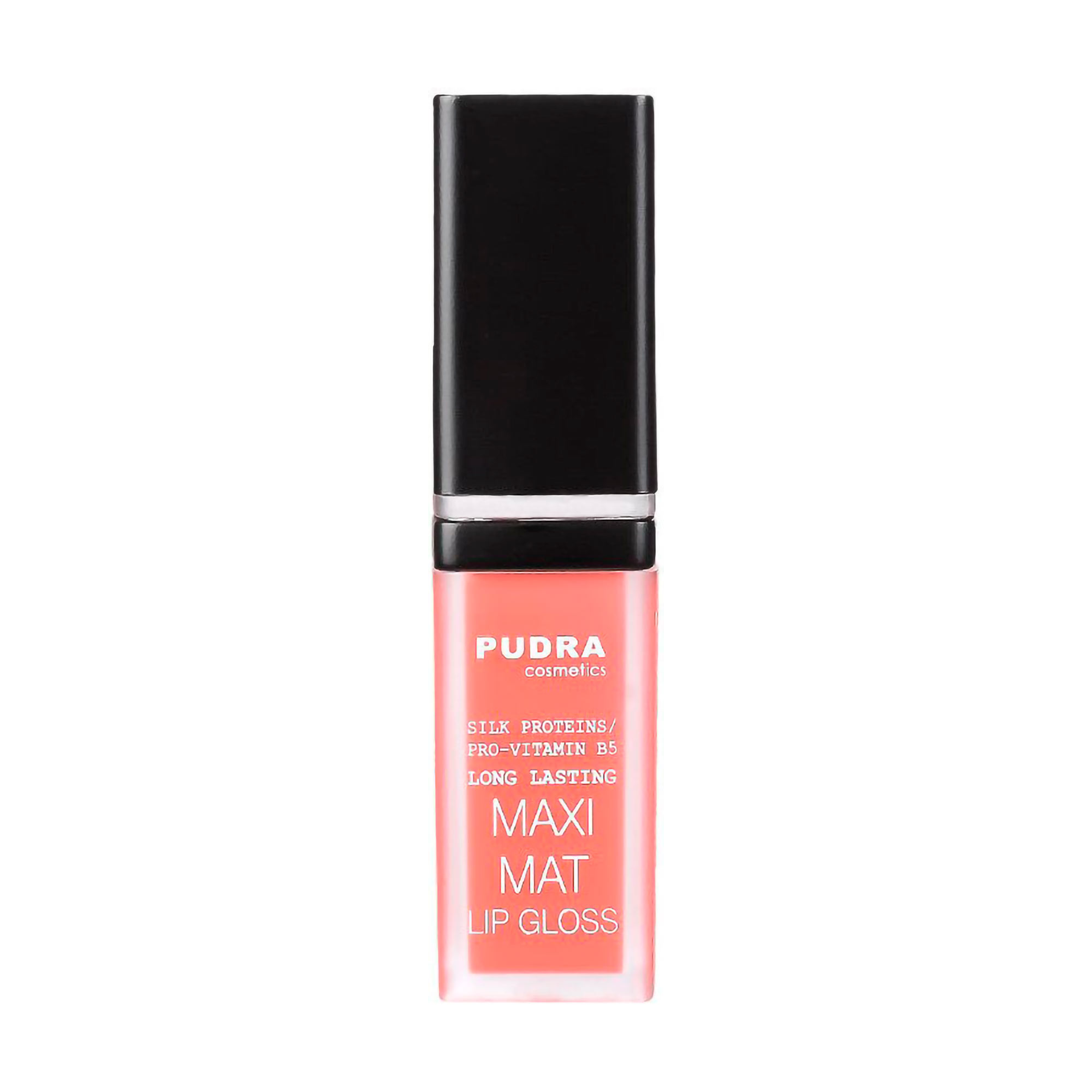 

Матовий блиск для губ Pudra Cosmetics Maxi Matt Long Lasting Lip Gloss з протеїнами шовку та провітаміном B5, 12, 7 мл